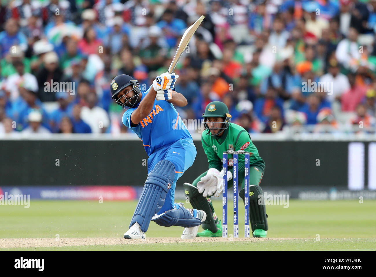 India's Rohit Sharma bats during the ICC Cricket World Cup group stage  match at Edgbaston, Birmingham Stock Photo - Alamy