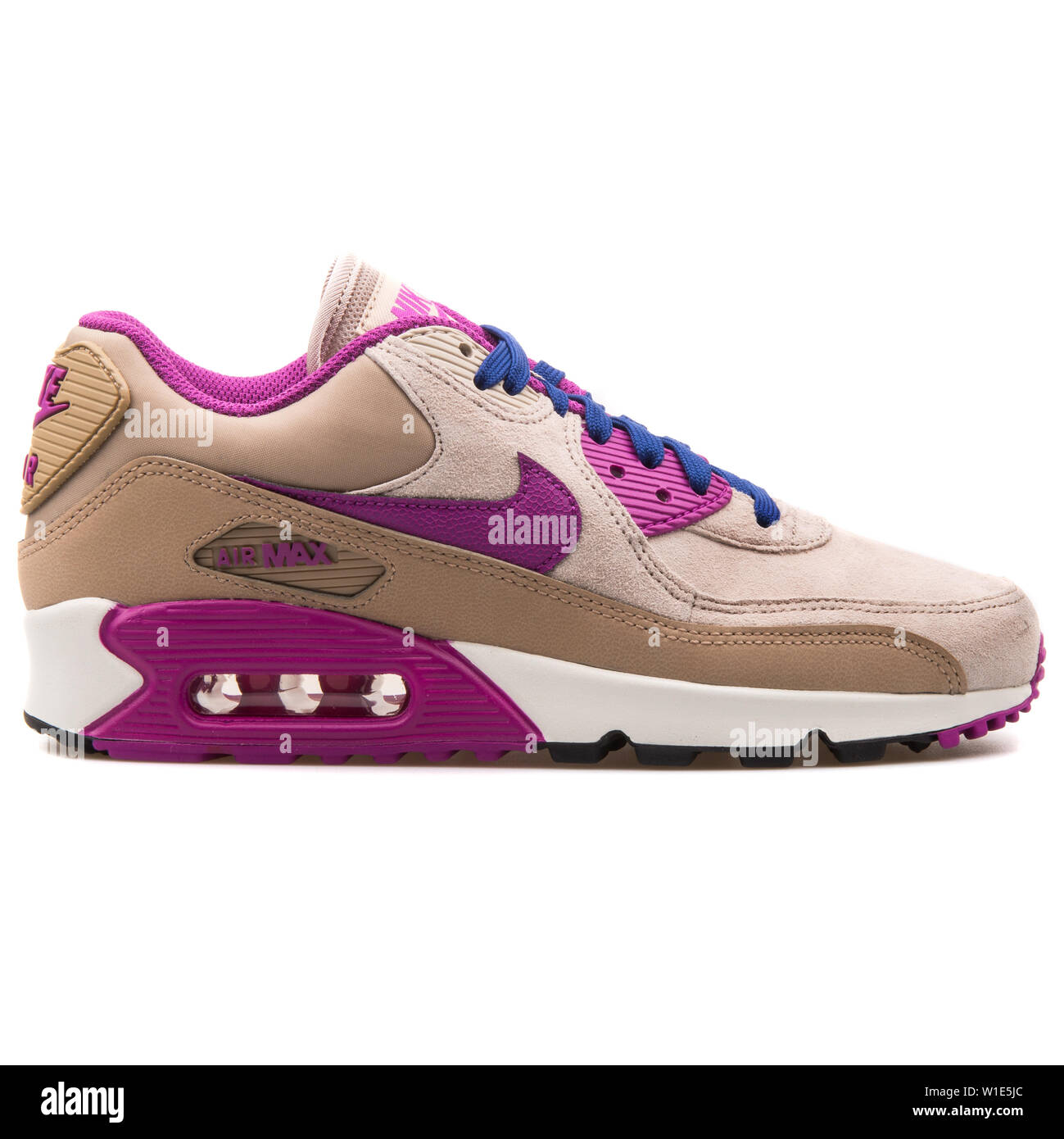 VIENNA, AUSTRIA - AUGUST 25, 2017: Nike Air Max 90 Leather beige and purple  sneaker on white background Stock Photo - Alamy