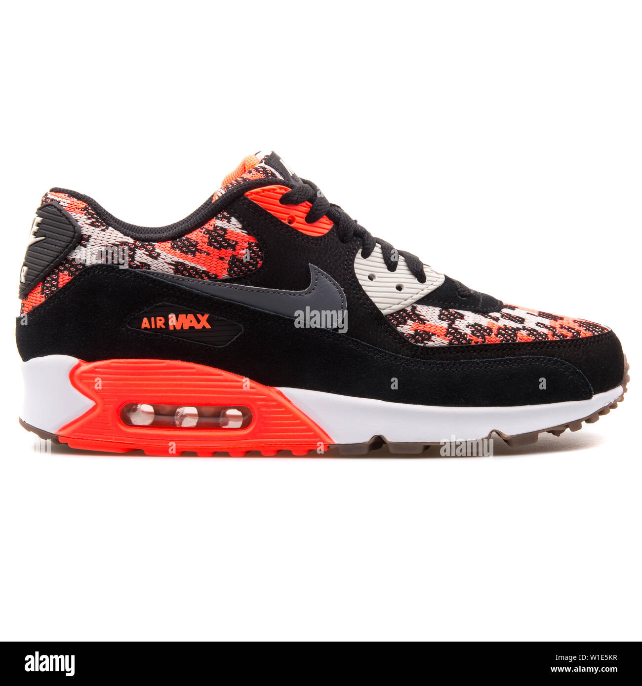 VIENNA, AUSTRIA - AUGUST 25, 2017: Nike Air Max 90 PA black and hot lava  red sneaker on white background Stock Photo - Alamy