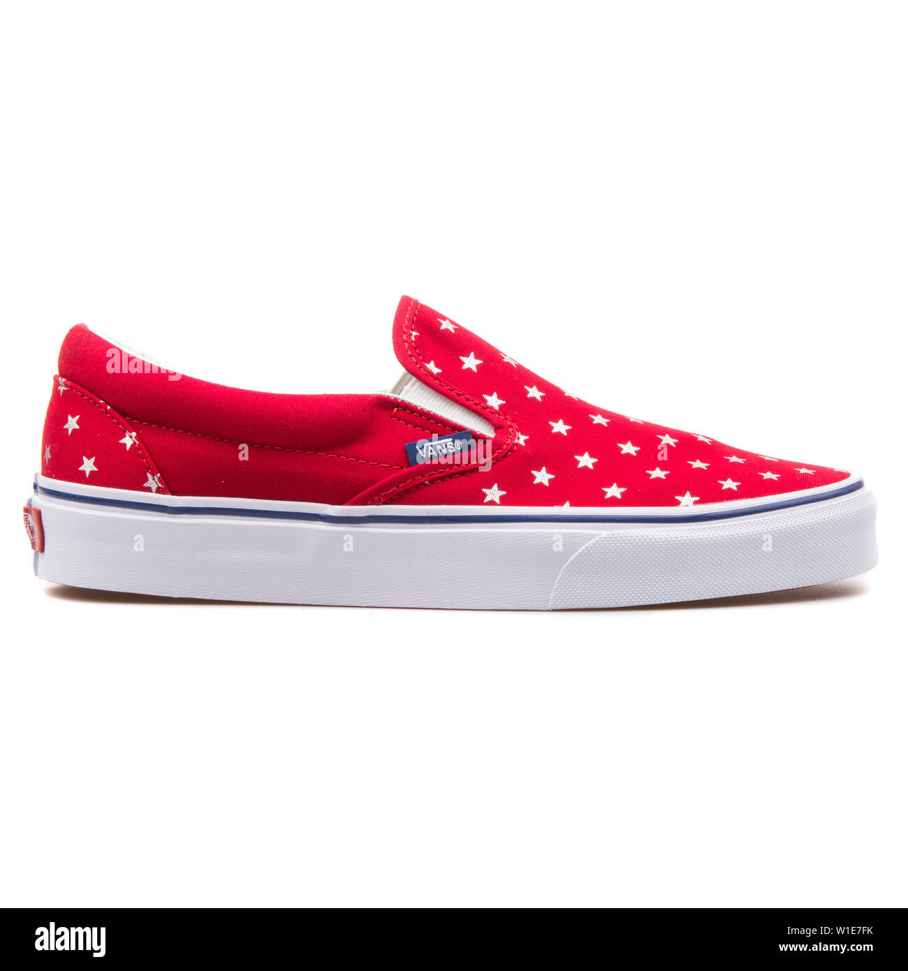 VIENNA, AUSTRIA - AUGUST 25, 2017: Vans Classic Slip On red and white stars  sneaker on white background Stock Photo - Alamy