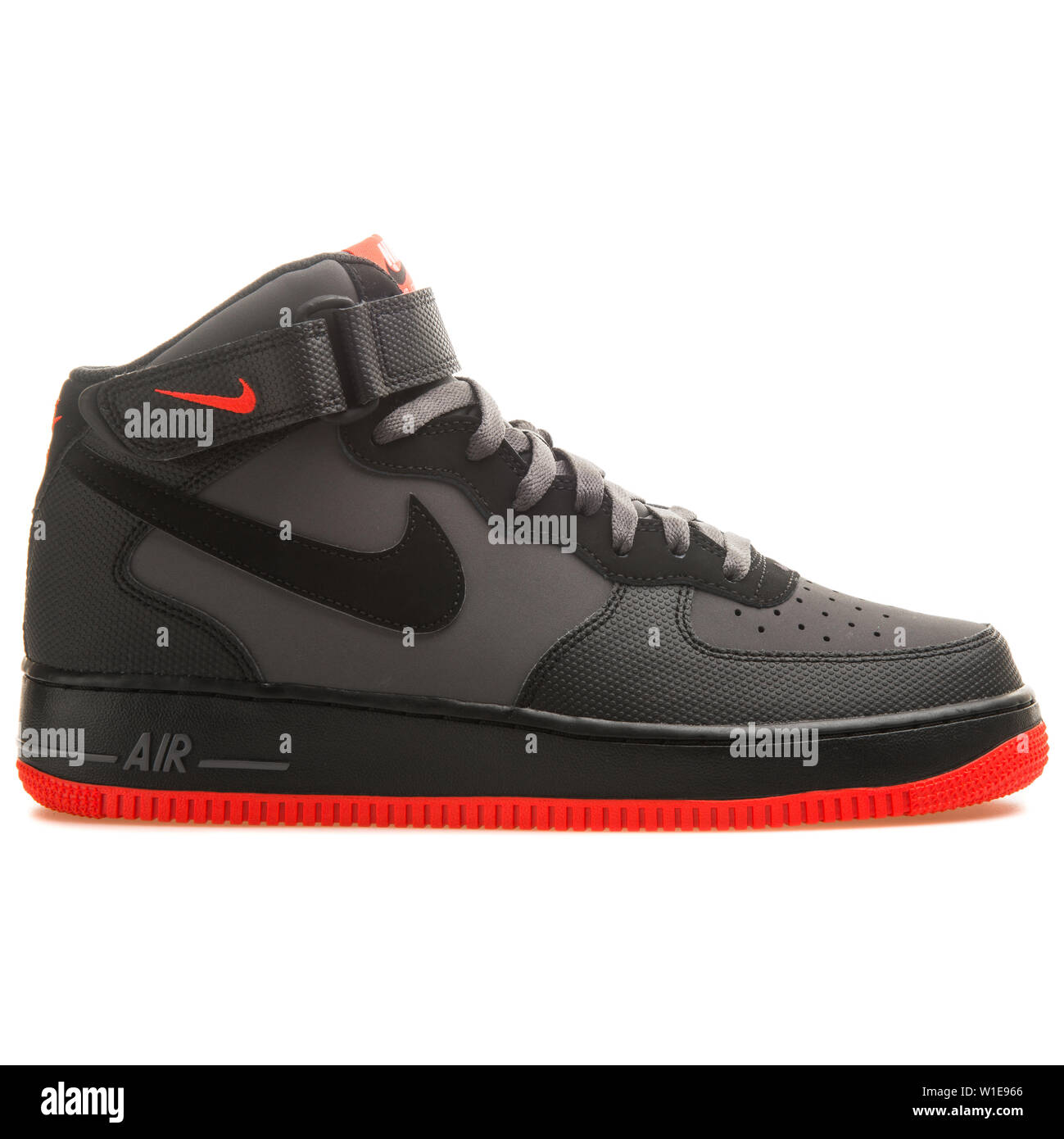 VIENNA, AUSTRIA - JUNE 14, 2017: Nike Air Force 1 Mid 07 black and red  sneaker isolated on white background Stock Photo - Alamy
