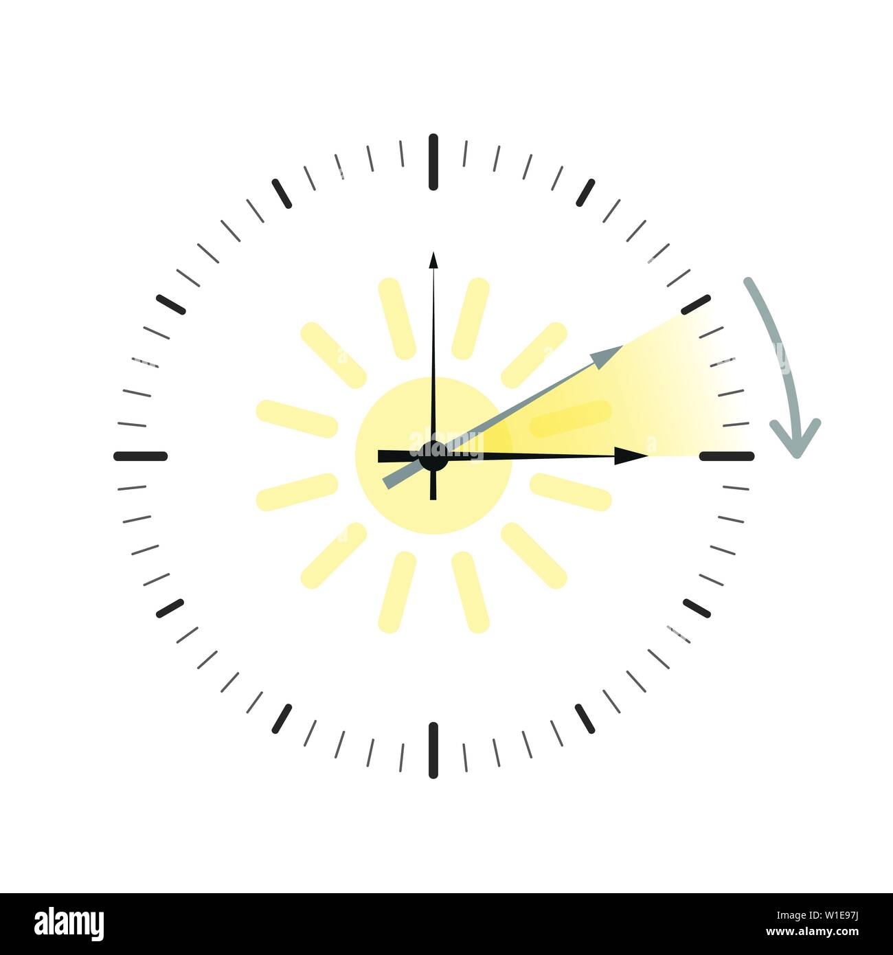 clock with sun summer time daylight saving time vector illustration EPS10 Stock Vector