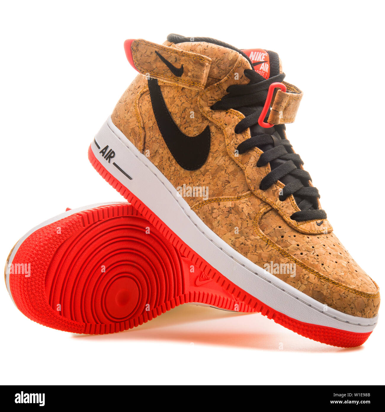 VIENNA, AUSTRIA - JUNE 14, 2017: Nike Air Force 1 Mid 07 Cork sneaker  isolated on white background Stock Photo - Alamy