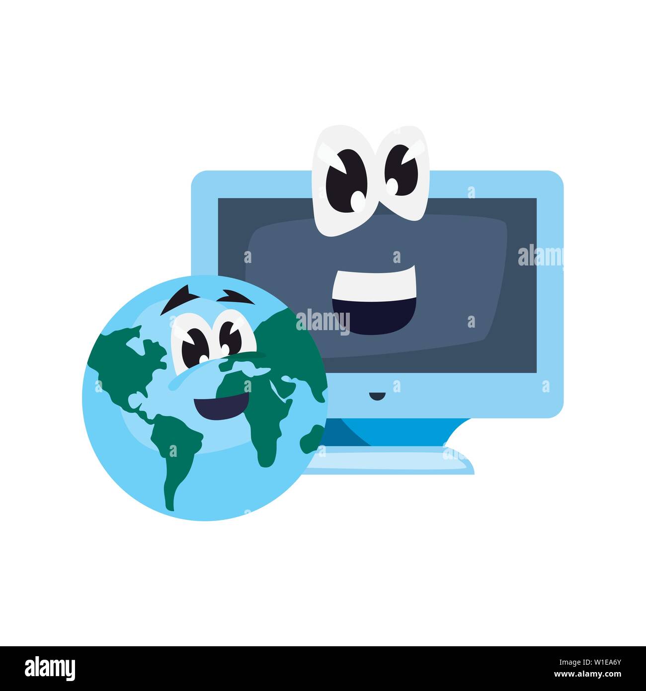 computer world cartoon back to school vector illustration Stock Vector