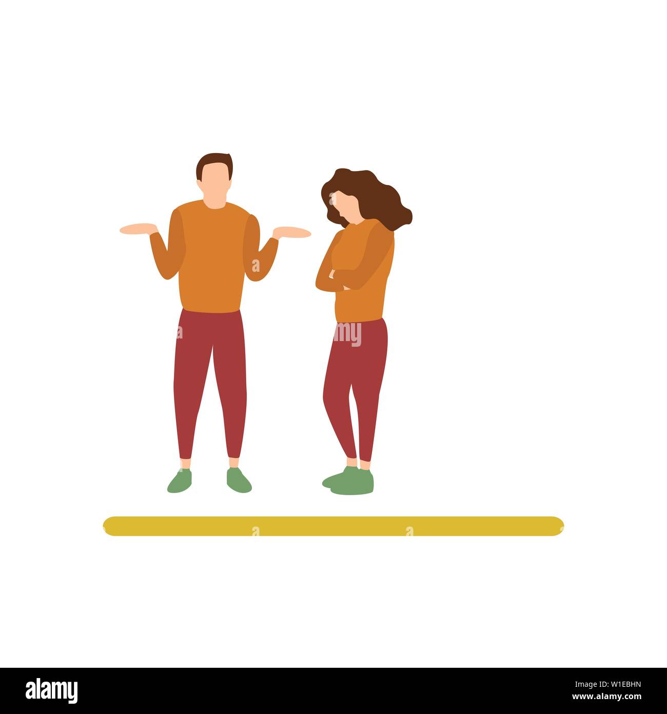 Flat Design of a Woman Disappointed to a Man, Human Activities Expression Stock Vector