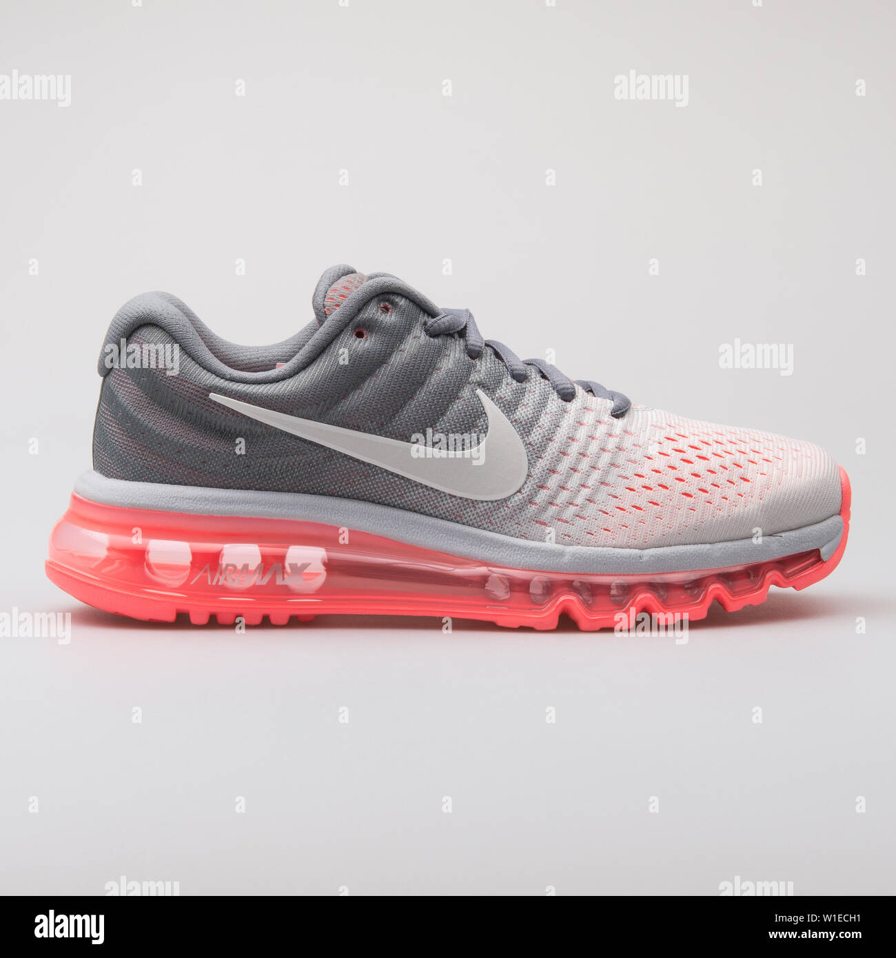 VIENNA, AUSTRIA - AUGUST 7, 2017: Nike Air Max 2017 grey and pink sneaker  on white background Stock Photo - Alamy