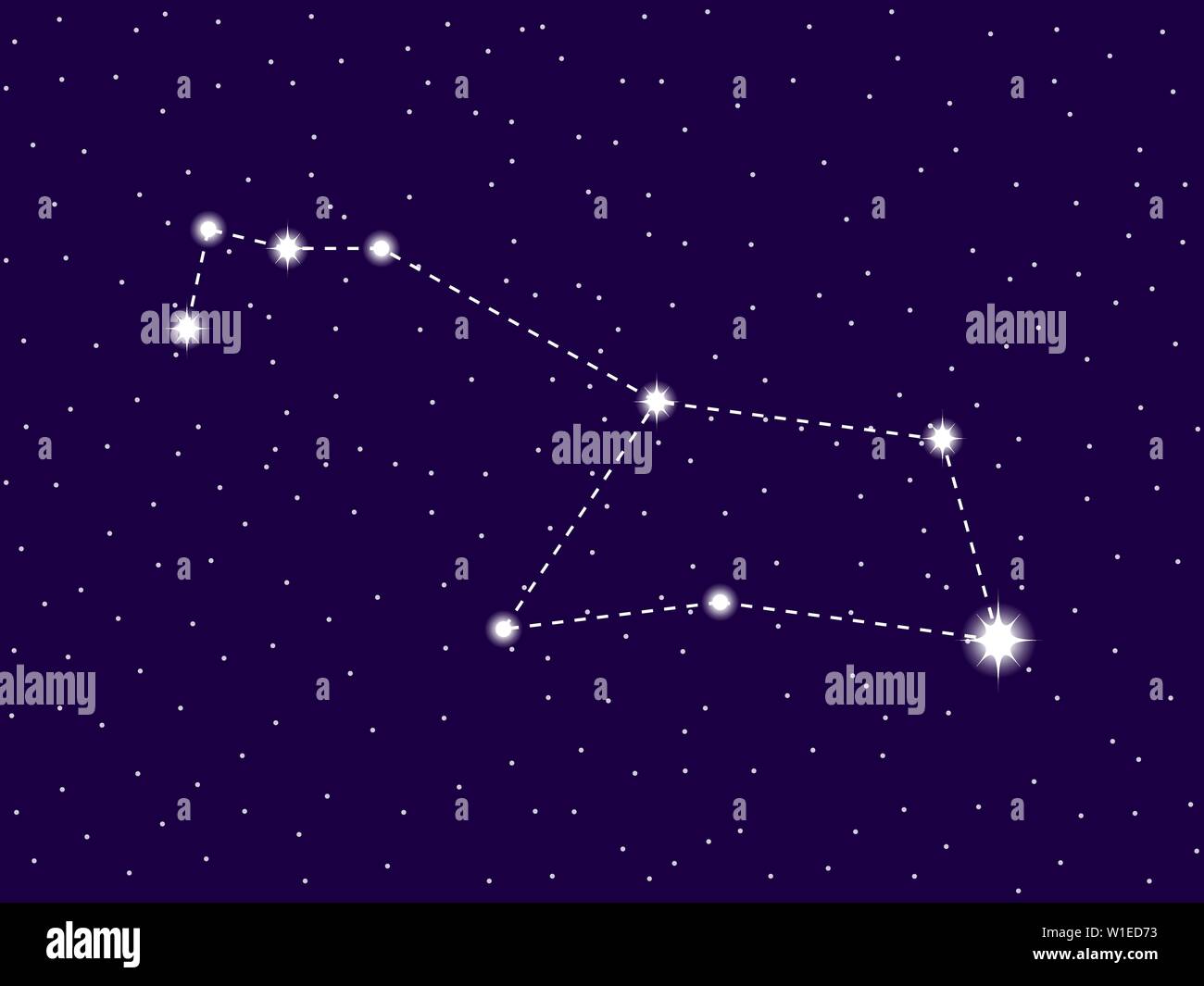 Puppis constellation. Starry night sky. Cluster of stars and galaxies. Deep space. Vector illustration Stock Vector