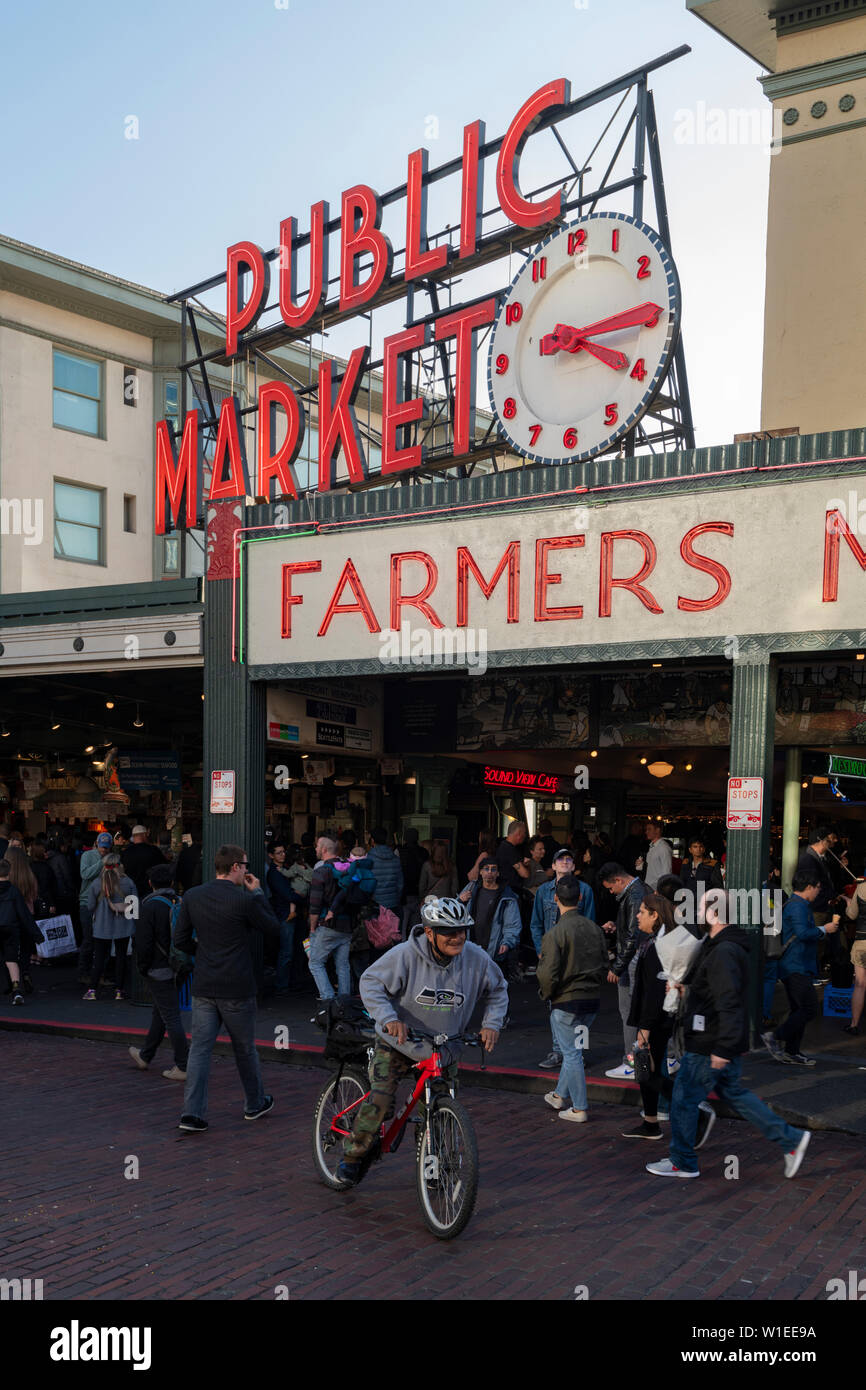 Public Market, Seattle, Washington State, United States of America, North America Stock Photo