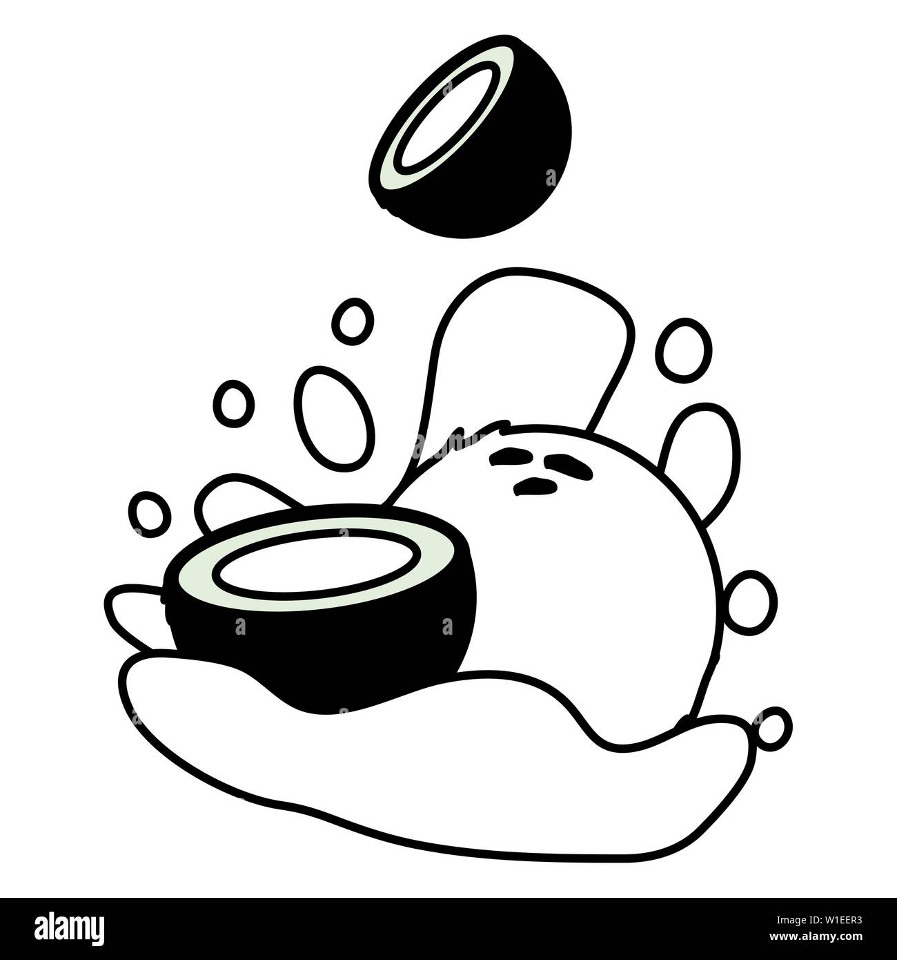 coconut juice splash tropical fruits vector illustration Stock Vector ...