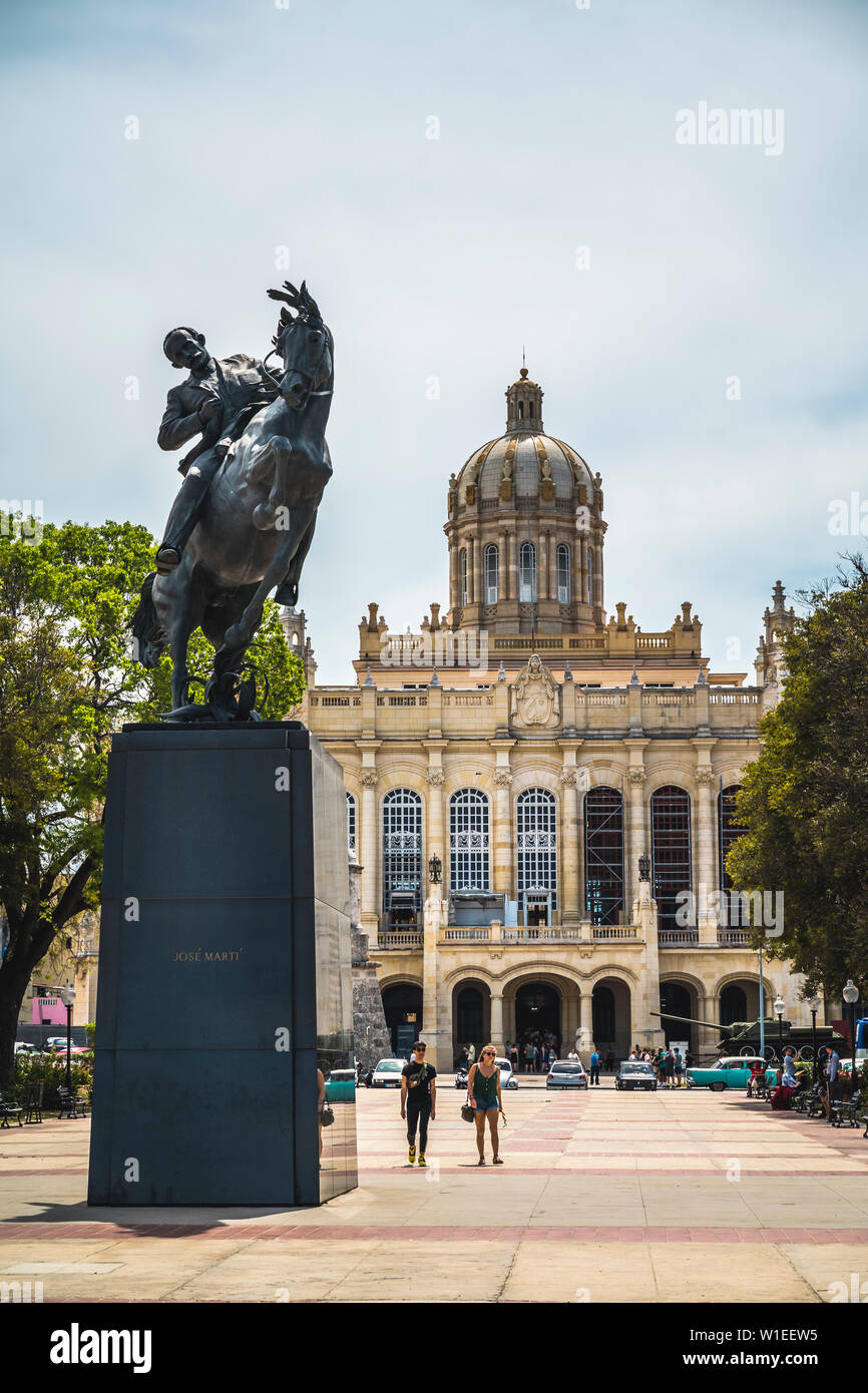 The former Presidential Palace, the Museum of the Revolution and Jose Marti statute in Old Havana, Cuba, West Indies, Caribbean, Central America Stock Photo