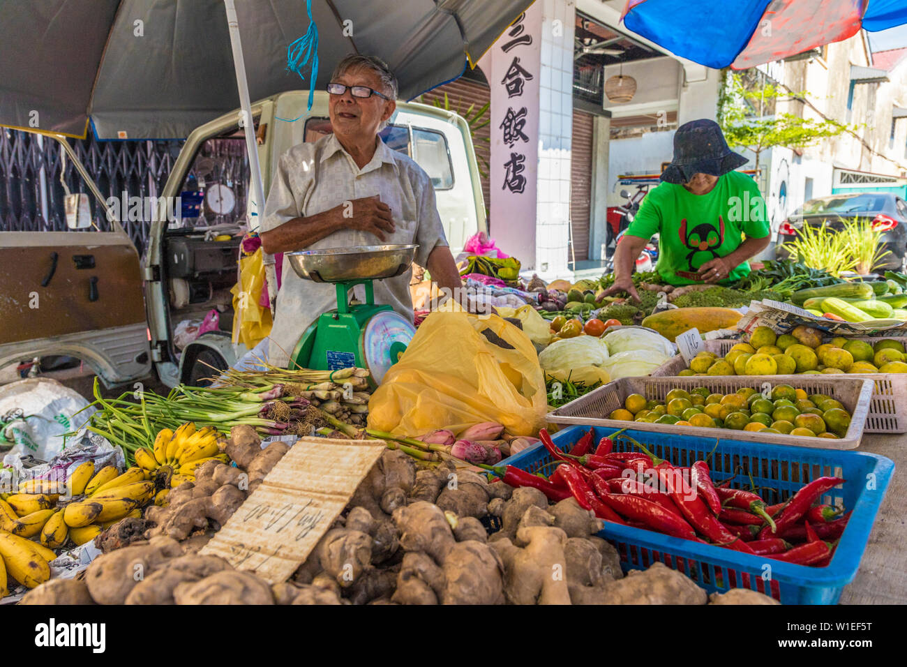 Fruit stall at Campbell Street Market in George Town, UNESCO World Heritage site, Penang Island, Malaysia, Southeast Asia, Asia Stock Photo