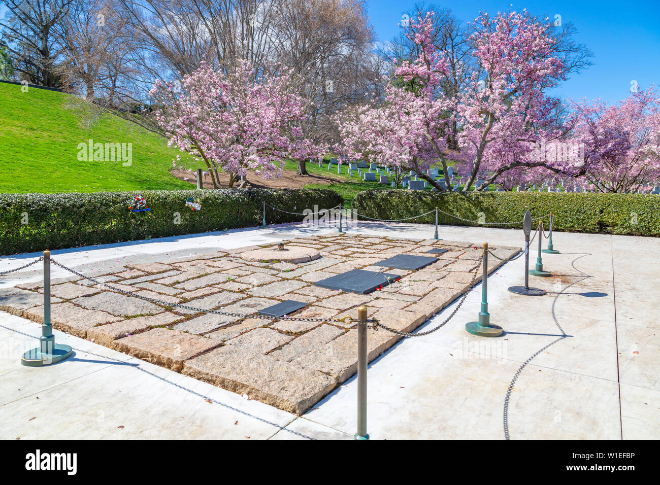 View of President John F. Kennedy Gravesite in Arlington National Cemetery, Washington D.C., United States of America, North America Stock Photo