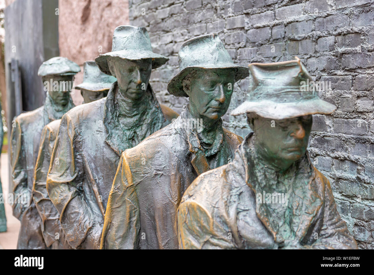 View of statue of a Great Depression bread line at the Franklin D. Roosevelt Memorial, Washington, D.C., United States of America, North America Stock Photo