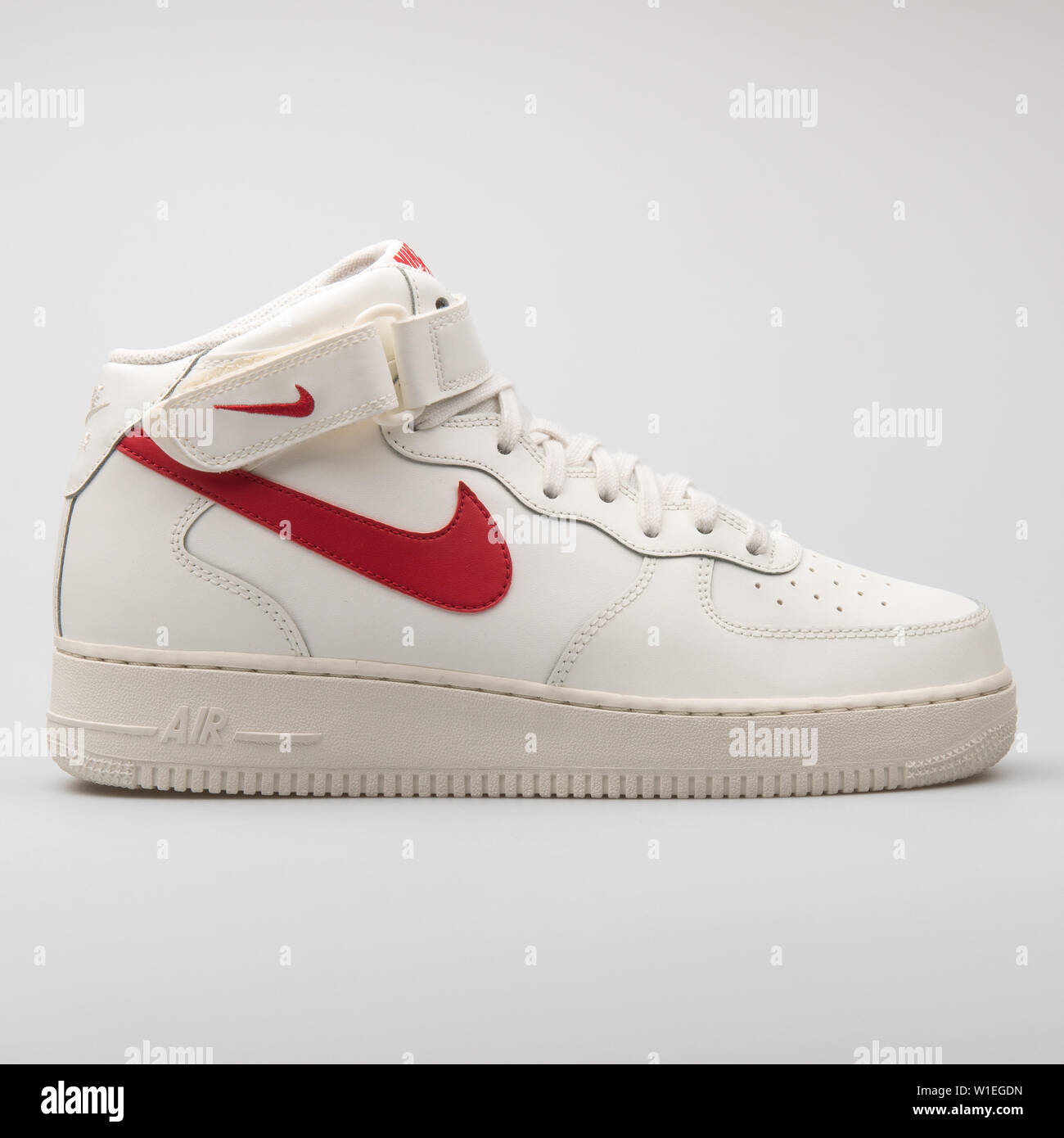 VIENNA, AUSTRIA - AUGUST 7, 2017: Nike Air Force 1 white and red sneaker on  white background Stock Photo - Alamy