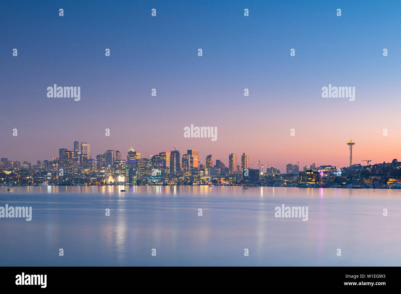 View of Seattle from Gas Works Park, Seattle, Washington State, United States of America, North America Stock Photo