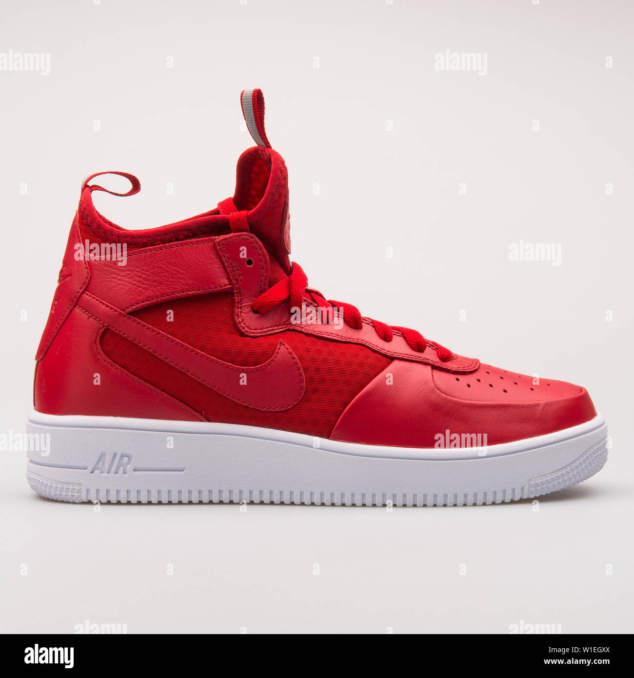 VIENNA, AUSTRIA - AUGUST 23, 2017: Nike Air Force 1 Ultraforce Mid red  sneaker on white background Stock Photo - Alamy