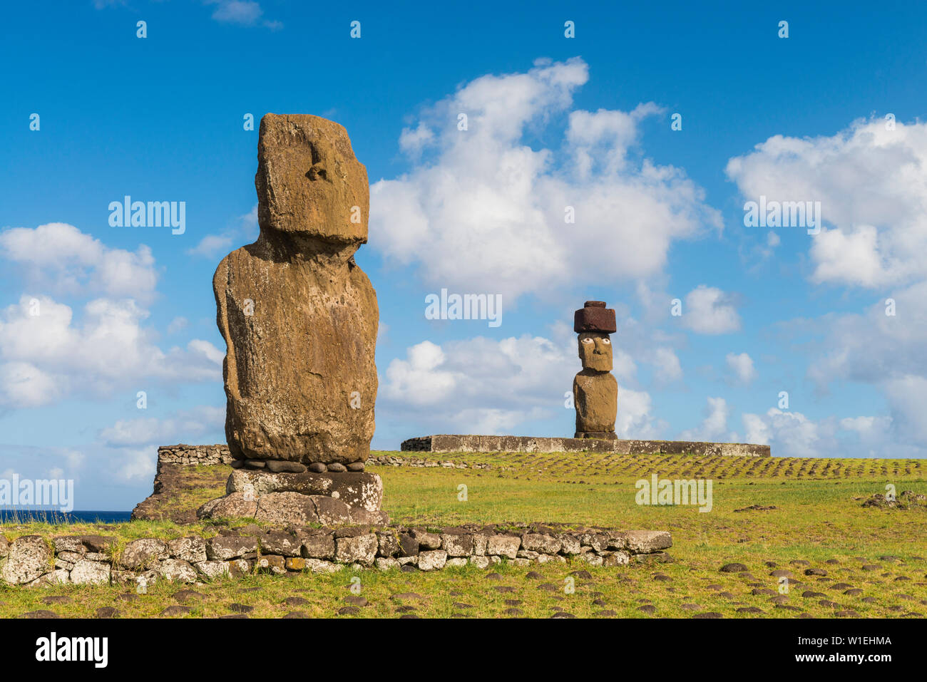 Moai heads of Easter Island, Rapa Nui National Park, UNESCO World