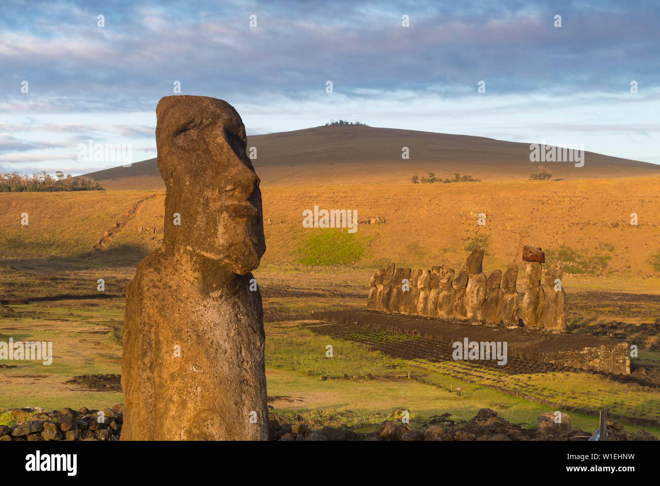 Moai heads of Easter Island, Rapa Nui National Park, UNESCO World