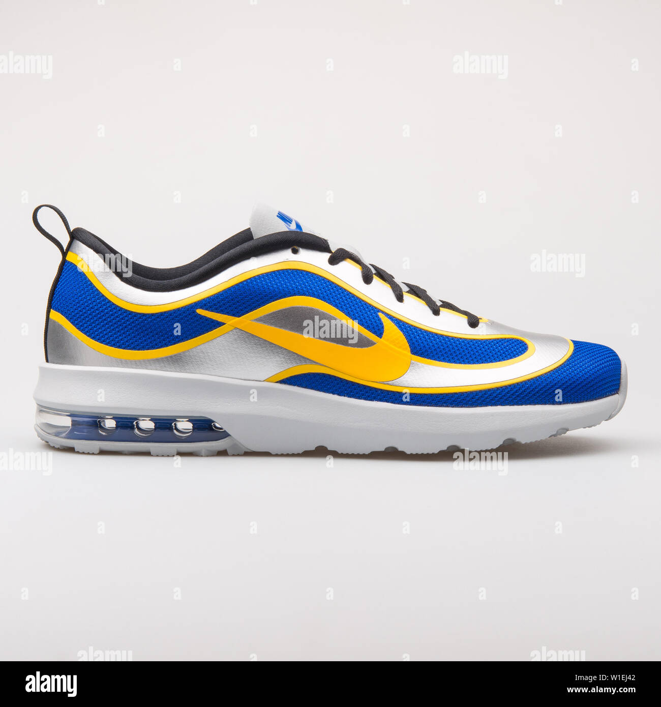 VIENNA, AUSTRIA - AUGUST 23, 2017: Nike Air Max Mercurial 98 QS blue, grey  and yellow sneaker on white background Stock Photo - Alamy