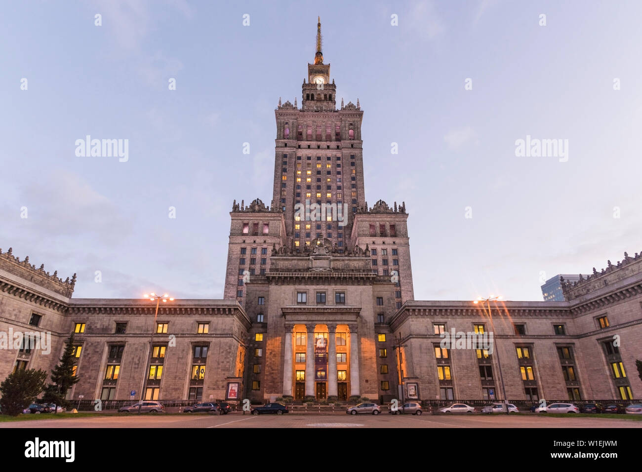 Palace of Culture and Science (Palac Kultury i Nauki), built in the 1950s, Warsaw, Poland, Europe Stock Photo