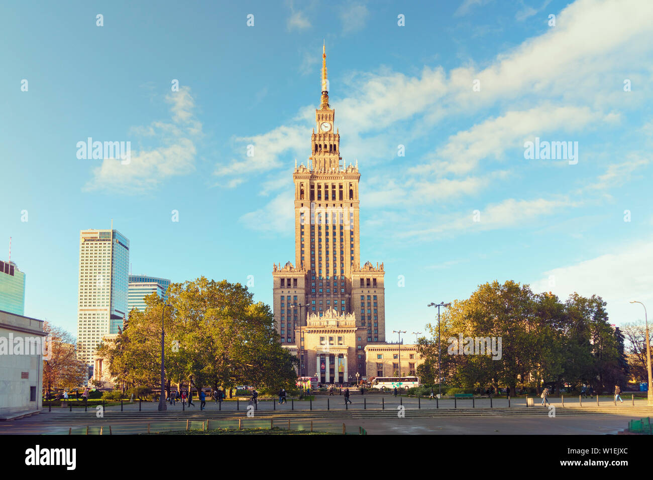 Palace of Culture and Science (Palac Kultury i Nauki), built in the 1950s, Warsaw, Poland, Europe Stock Photo