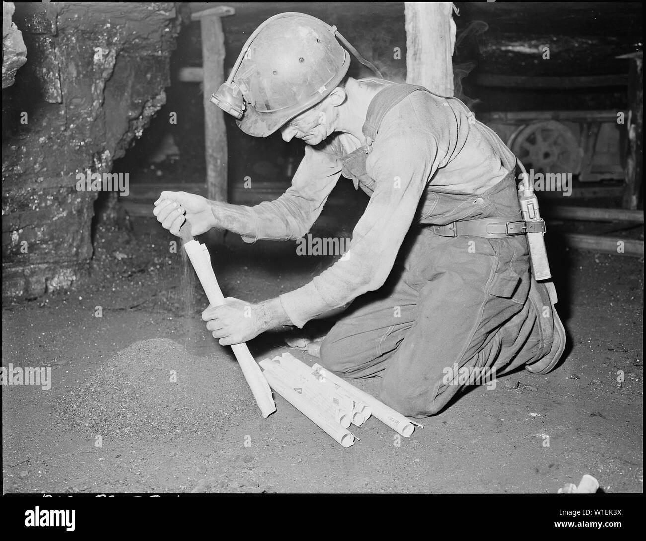 Harry Fain, coal loader, makes stemmings which are used in proper