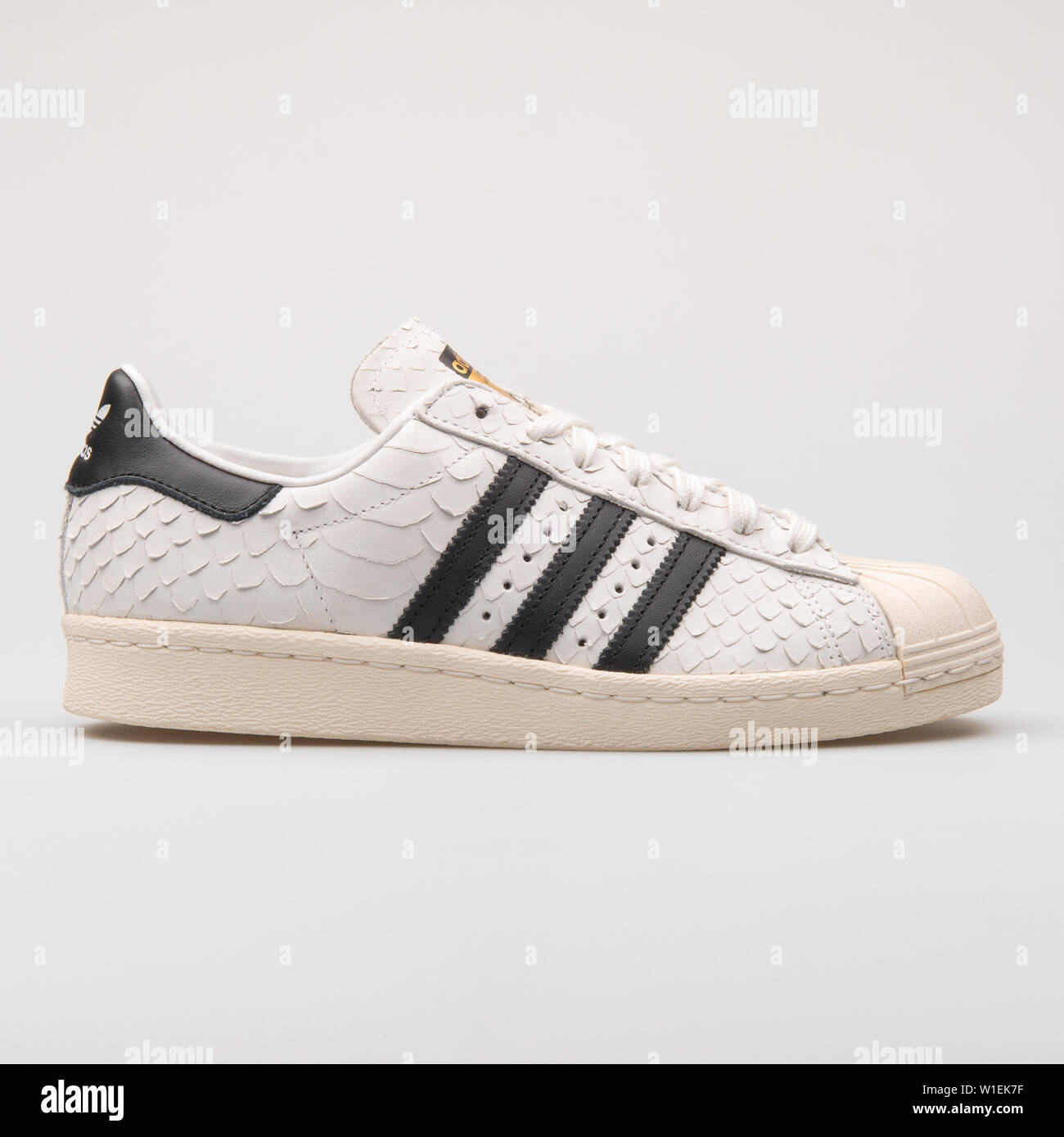 VIENNA, AUSTRIA - AUGUST 28, 2017: Adidas Superstar 80s white sneaker on  white background Stock Photo - Alamy