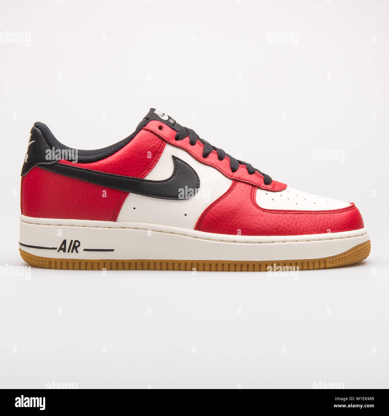 VIENNA, AUSTRIA - AUGUST 28, 2017: Nike Air Force 1 red, black and white  sneaker on white background Stock Photo - Alamy