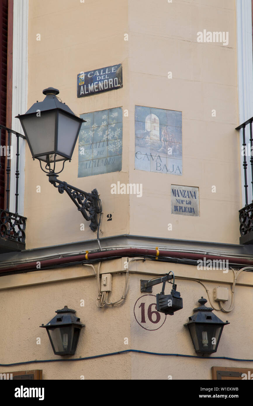 Cava Baja and Almendro Street Signa; Madrid; Spain Stock Photo Alamy