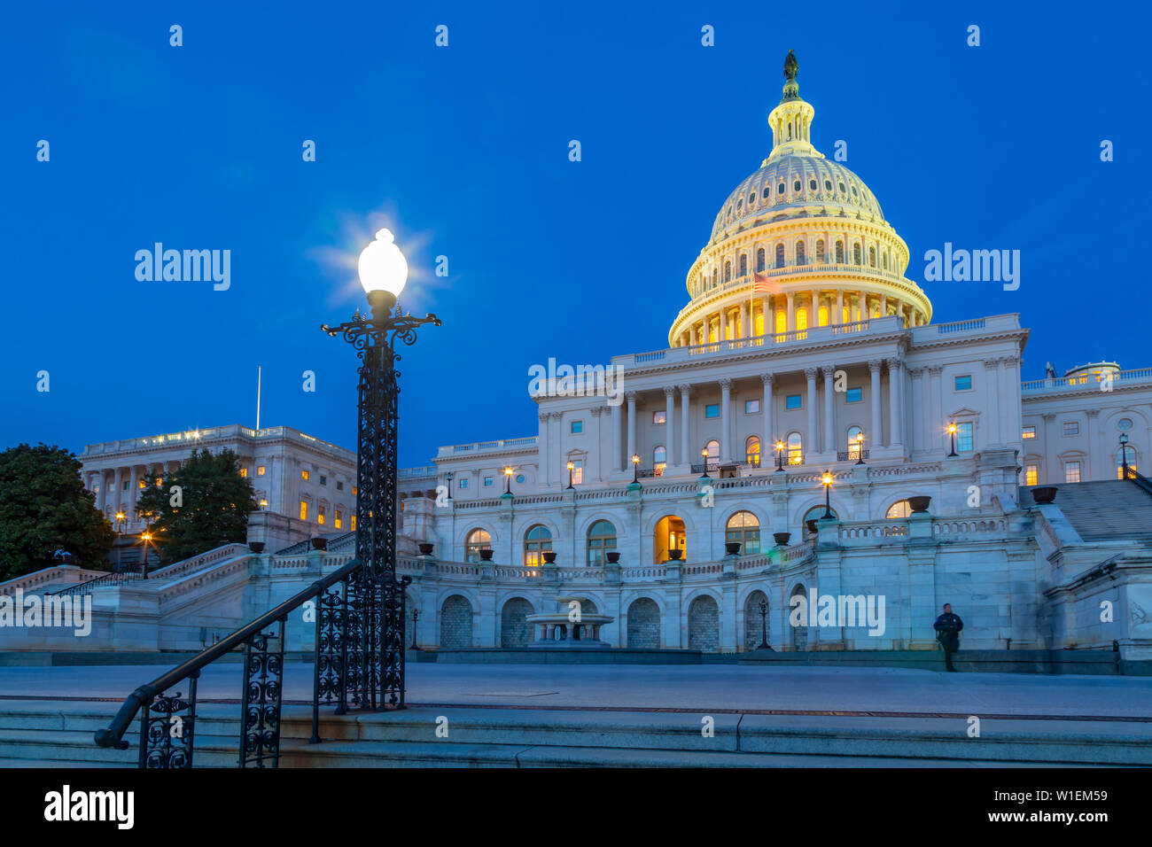 View of the United States Capitol Building at dusk, Washington D.C., United States of America, North America Stock Photo