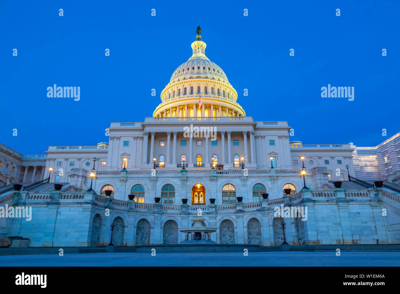 View of the United States Capitol Building at dusk, Washington D.C., United States of America, North America Stock Photo