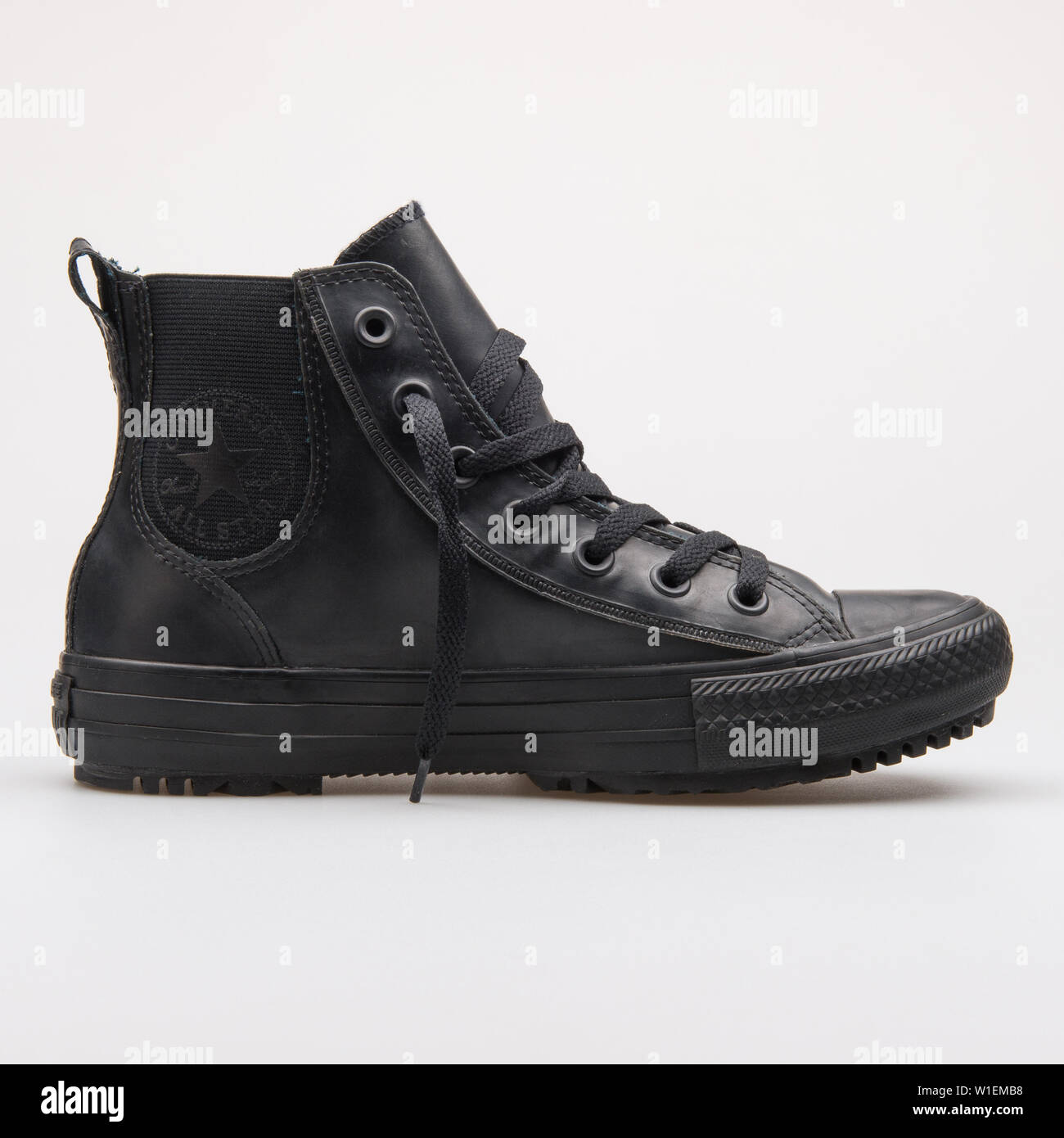 VIENNA, AUSTRIA - AUGUST 28, 2017: Converse Chuck Taylor All Star Chelsea Boot  Rubber High black sneaker on white background Stock Photo - Alamy