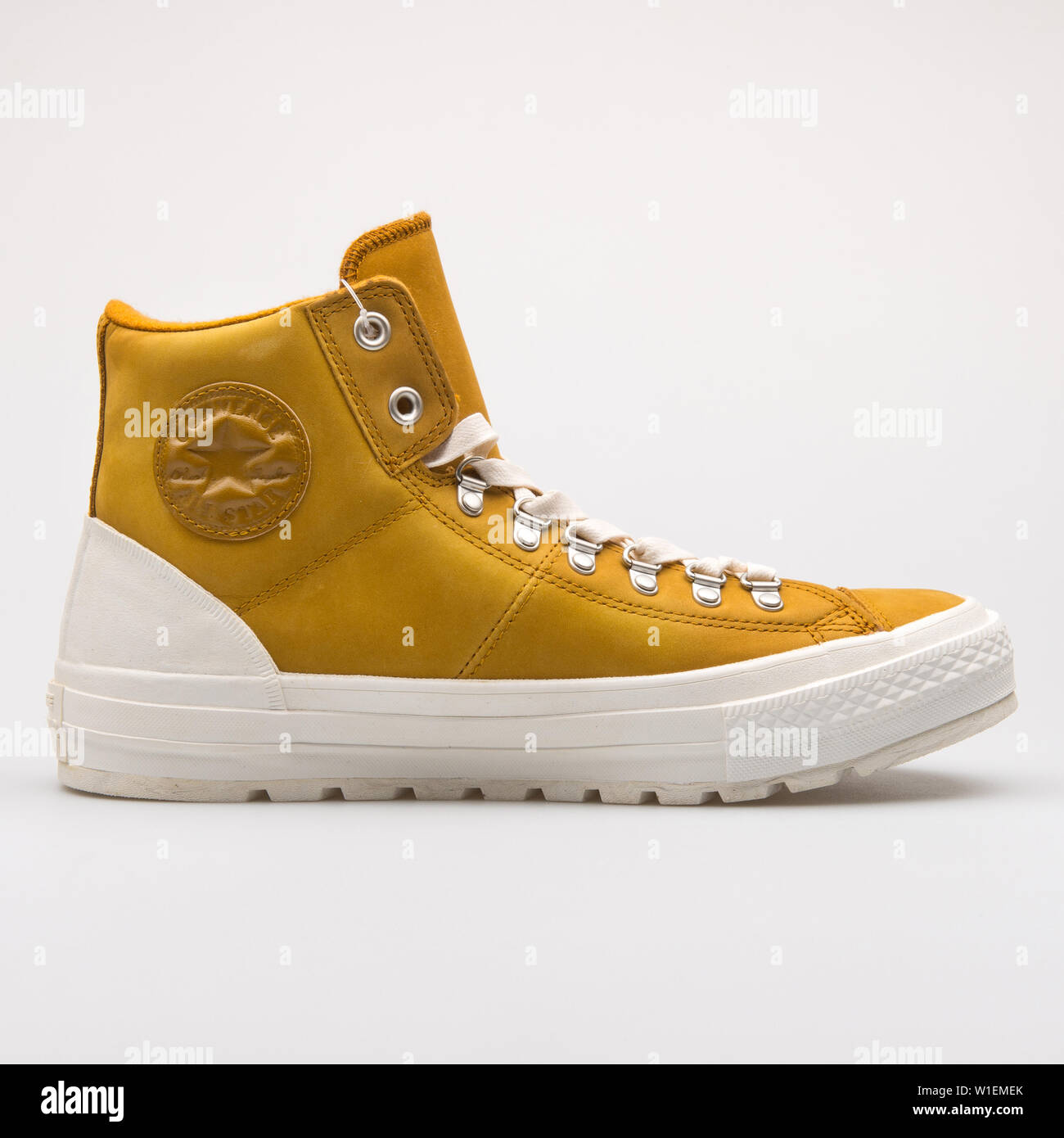 VIENNA, AUSTRIA - AUGUST 28, 2017: Converse Chuck Taylor All Star Street  Hiker High yellow sneaker on white background Stock Photo - Alamy
