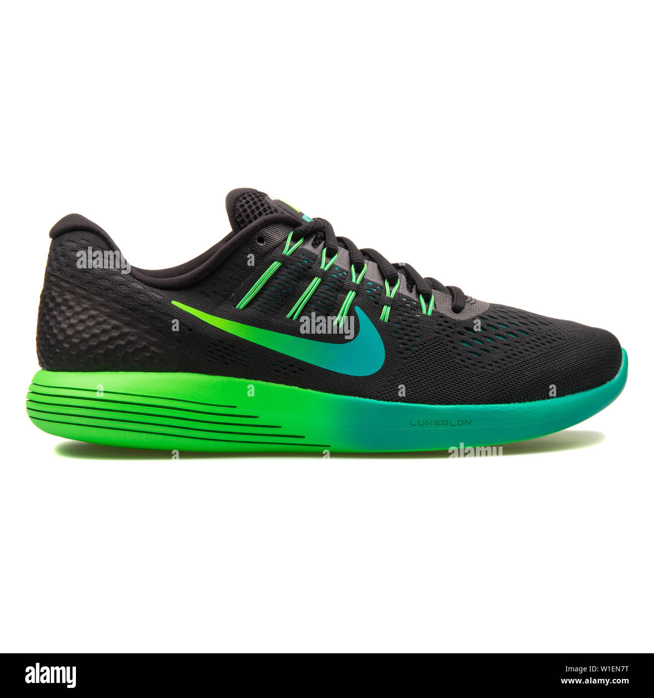 VIENNA, AUSTRIA - AUGUST 30, 2017: Nike Lunarglide 8 black and green  sneaker on white background Stock Photo - Alamy
