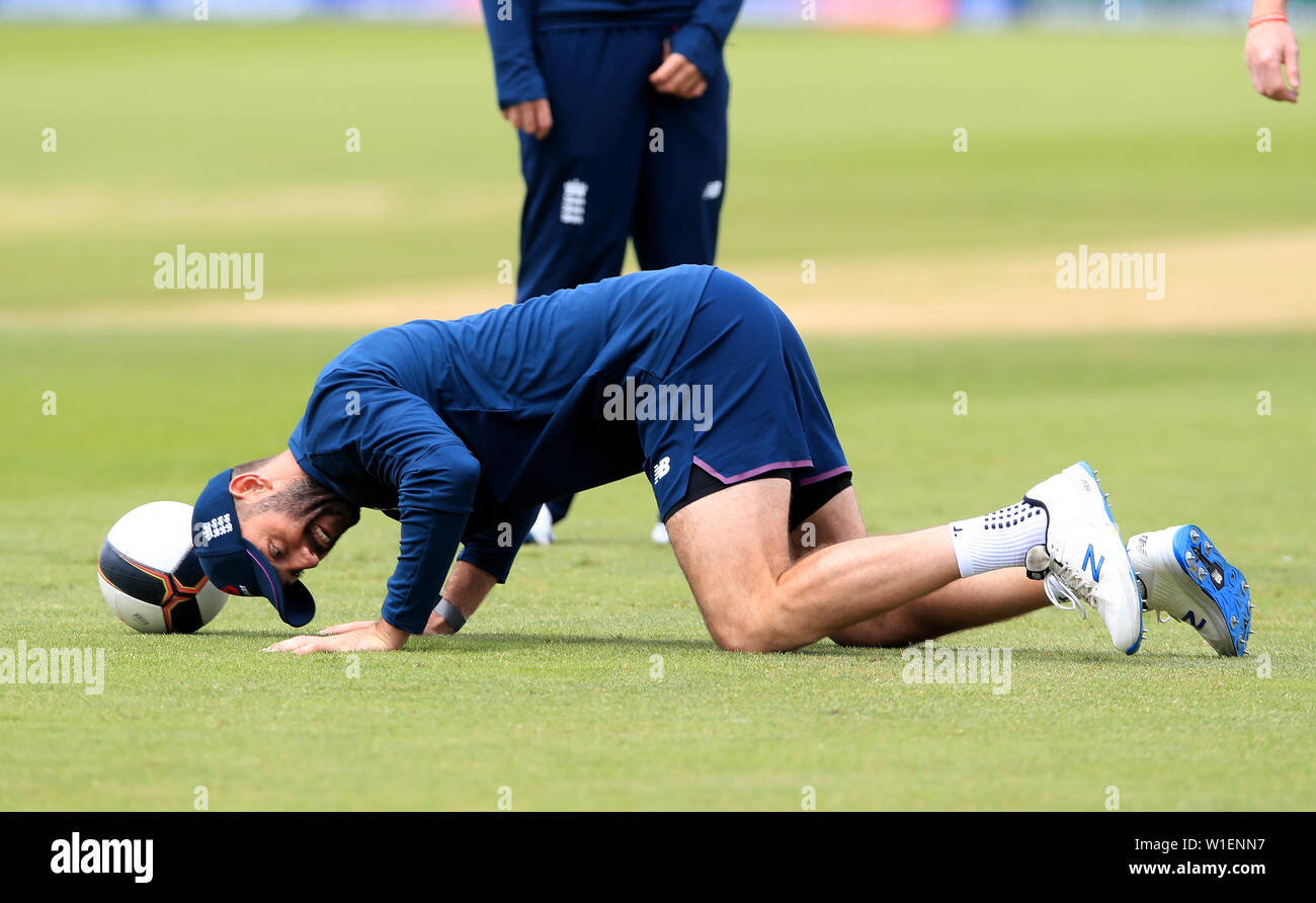 England's Liam Plunkett during the nets session at Riverside Durham, Chester-le-Street. Stock Photo