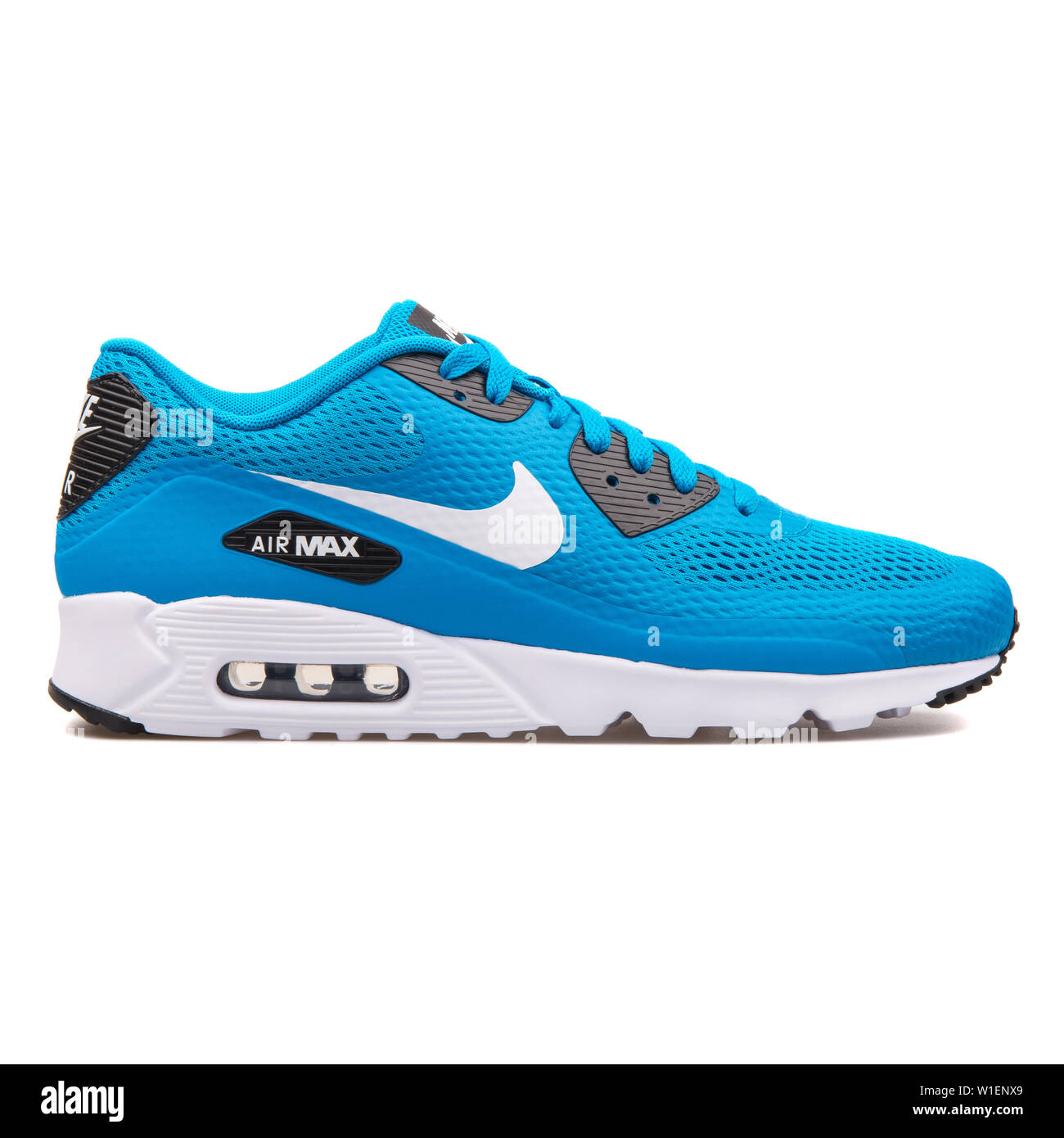 VIENNA, AUSTRIA - AUGUST 10, 2017: Nike Air Max 90 Ultra Essential cyan and  white sneaker on white background Stock Photo - Alamy