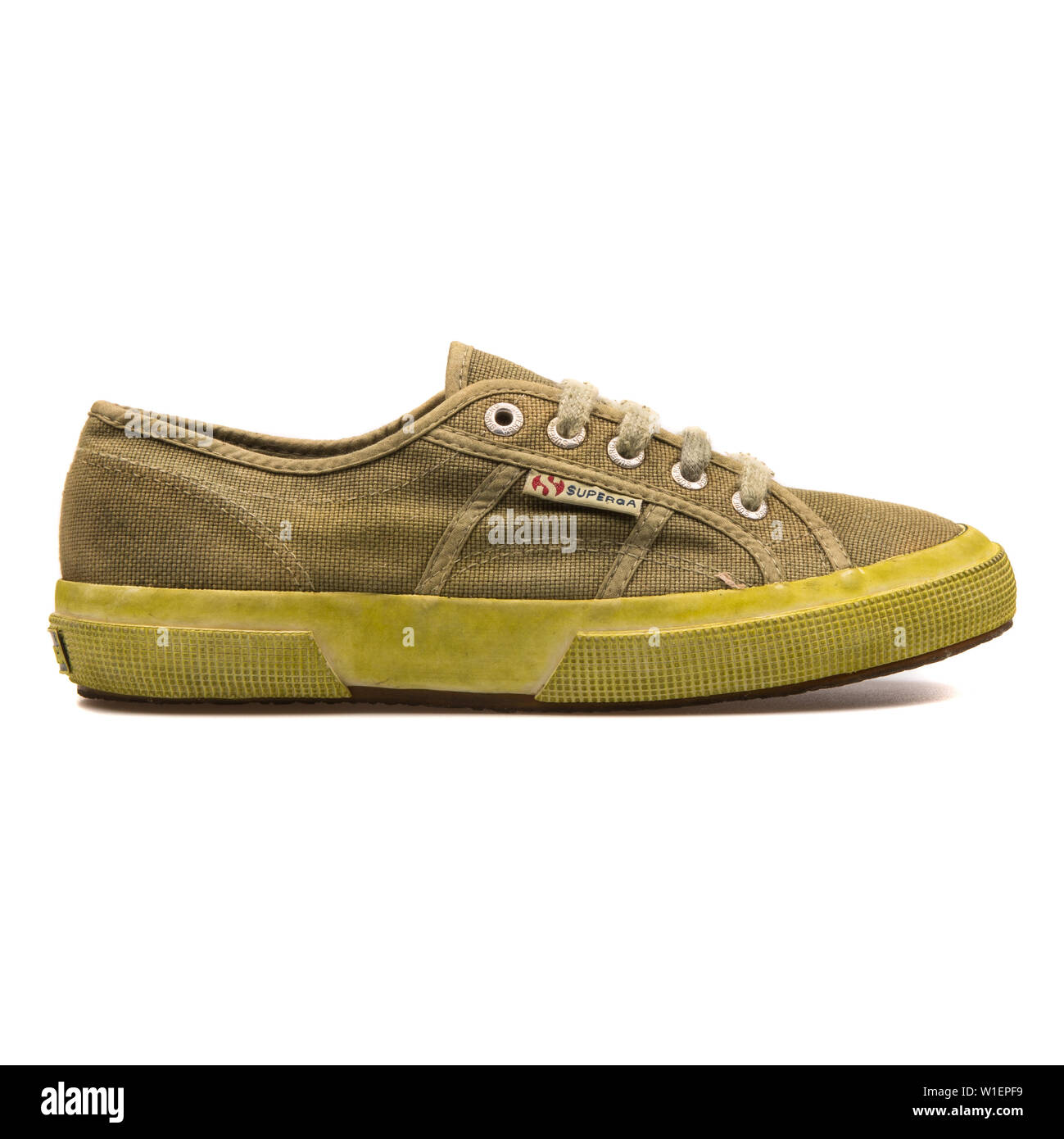 VIENNA, AUSTRIA - AUGUST 10, 2017: Superga Pcotu military green sneaker on  white background Stock Photo - Alamy