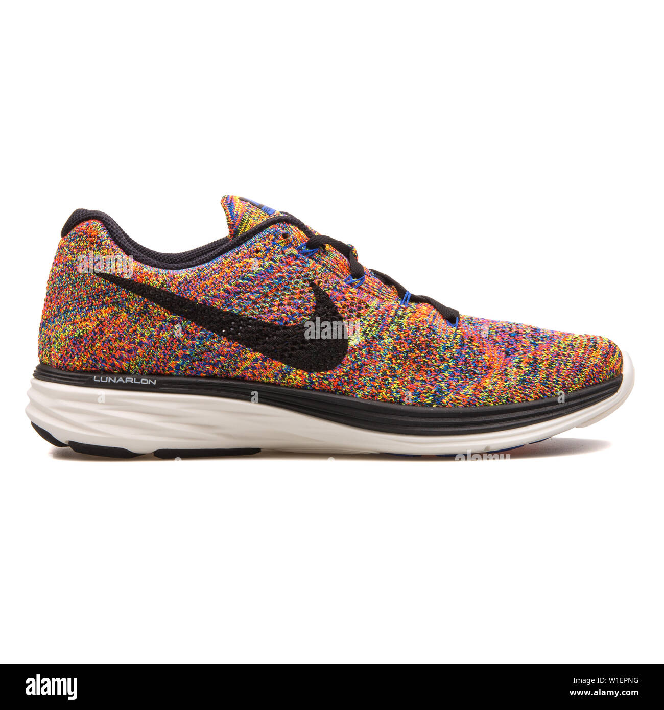 land Maan rijm VIENNA, AUSTRIA - AUGUST 10, 2017: Nike Flyknit Lunar 3 multi color sneaker  on white background Stock Photo - Alamy