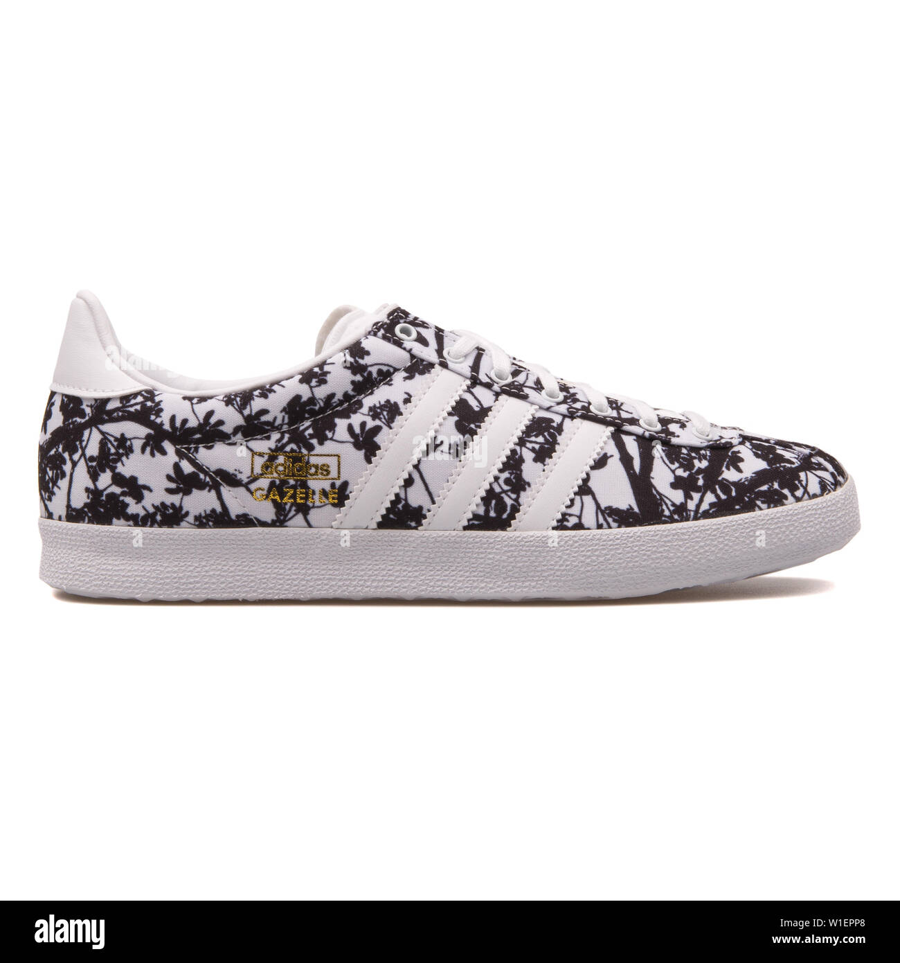 VIENNA, AUSTRIA - AUGUST 10, 2017: Adidas Gazelle OG floral black and white  sneaker on white background Stock Photo - Alamy