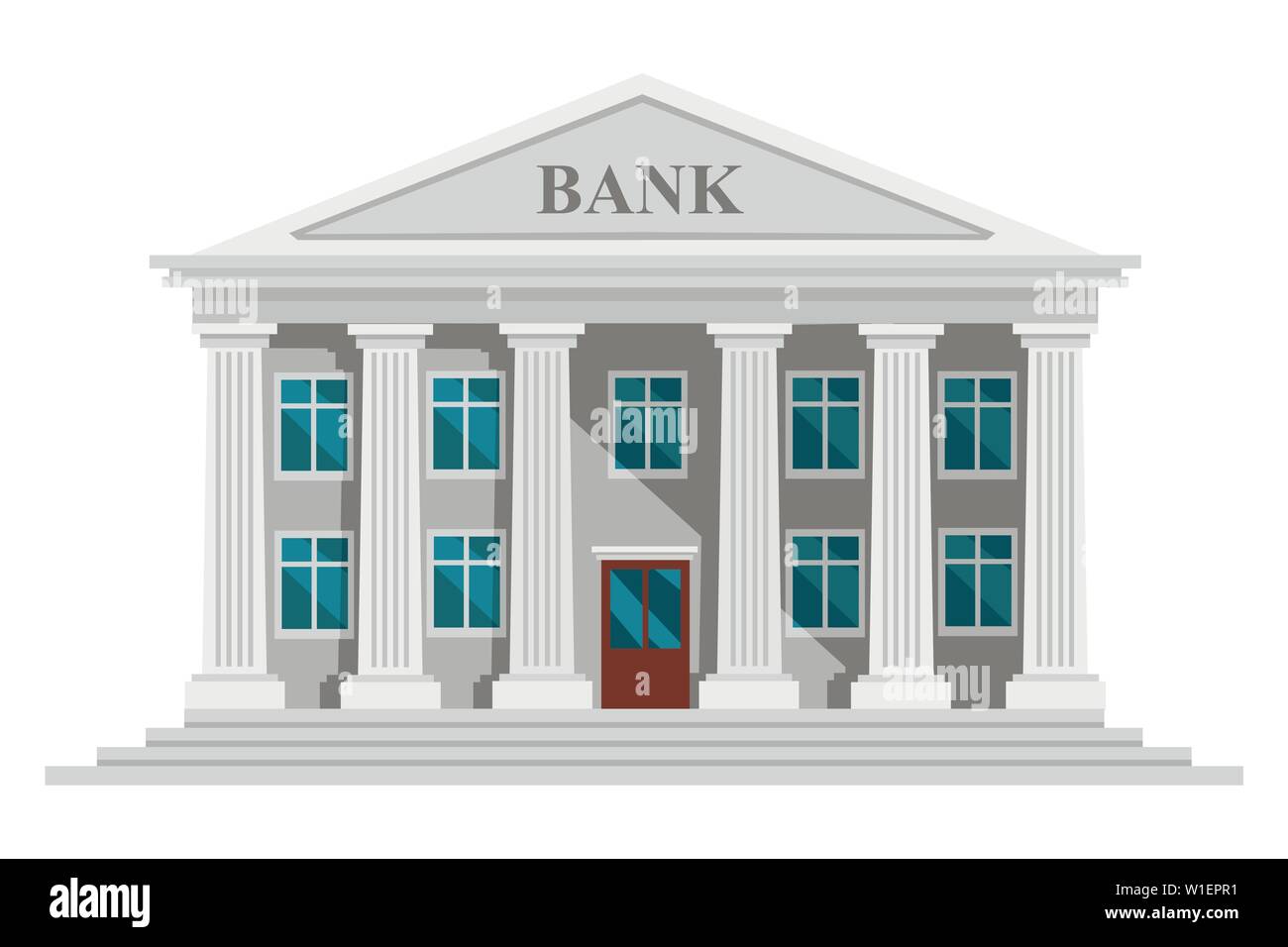 Flat design retro bank building with columns and windows vector  illustration isolated on white background Stock Vector Image & Art - Alamy