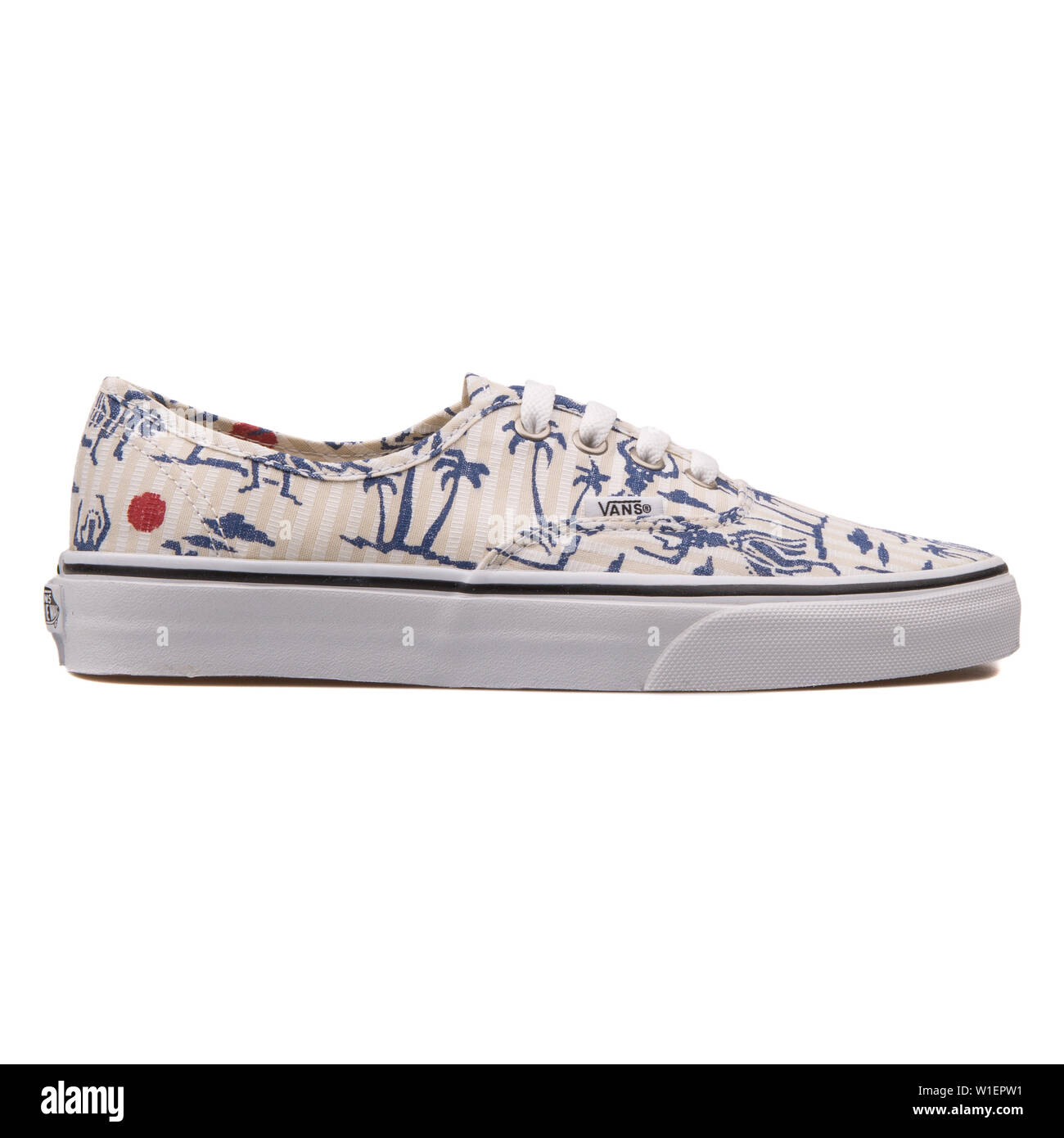 VIENNA, AUSTRIA - AUGUST 10, 2017: Vans Authentic Hula stripes white  sneaker on white background Stock Photo - Alamy