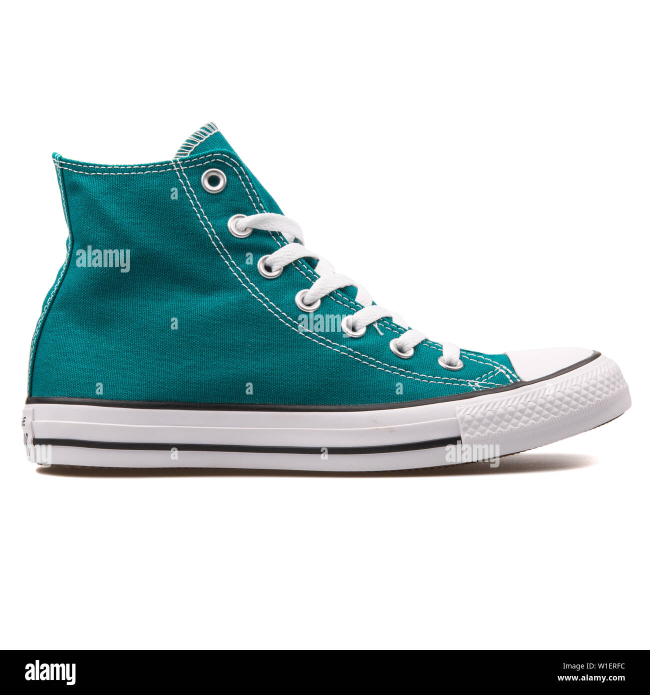 VIENNA, AUSTRIA - AUGUST 10, 2017: Converse Chuck Taylor All Star High  Rebel teal sneaker on white background Stock Photo - Alamy