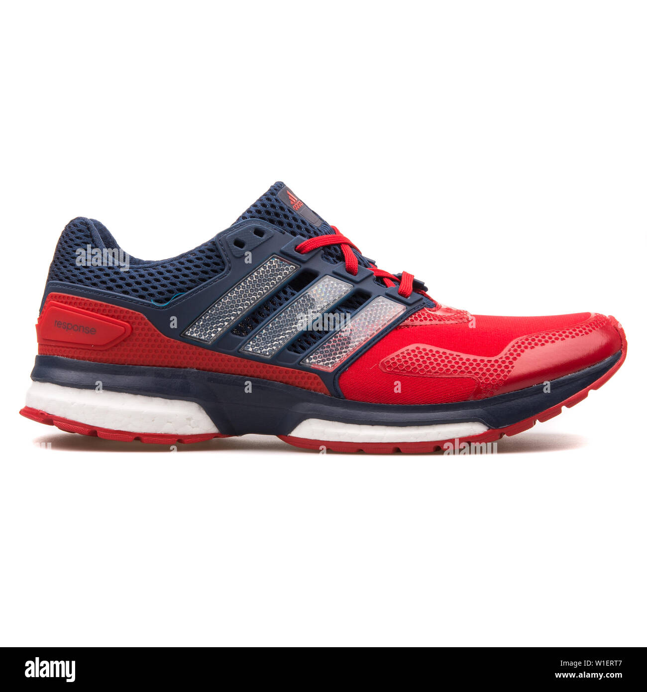 VIENNA, AUSTRIA - AUGUST 10, 2017: Adidas Response 2 Techfit blue and red  sneaker on white background Stock Photo - Alamy