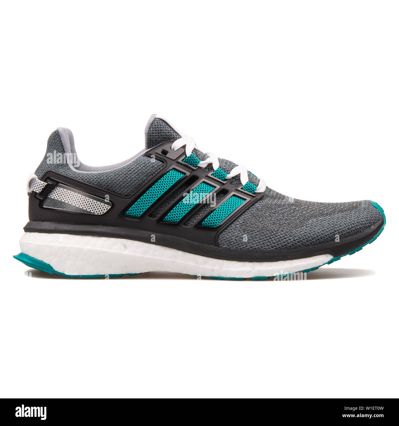 VIENNA, AUSTRIA - AUGUST 10, 2017: Adidas Energy Boost 3 black, grey and  green sneaker on white background Stock Photo - Alamy