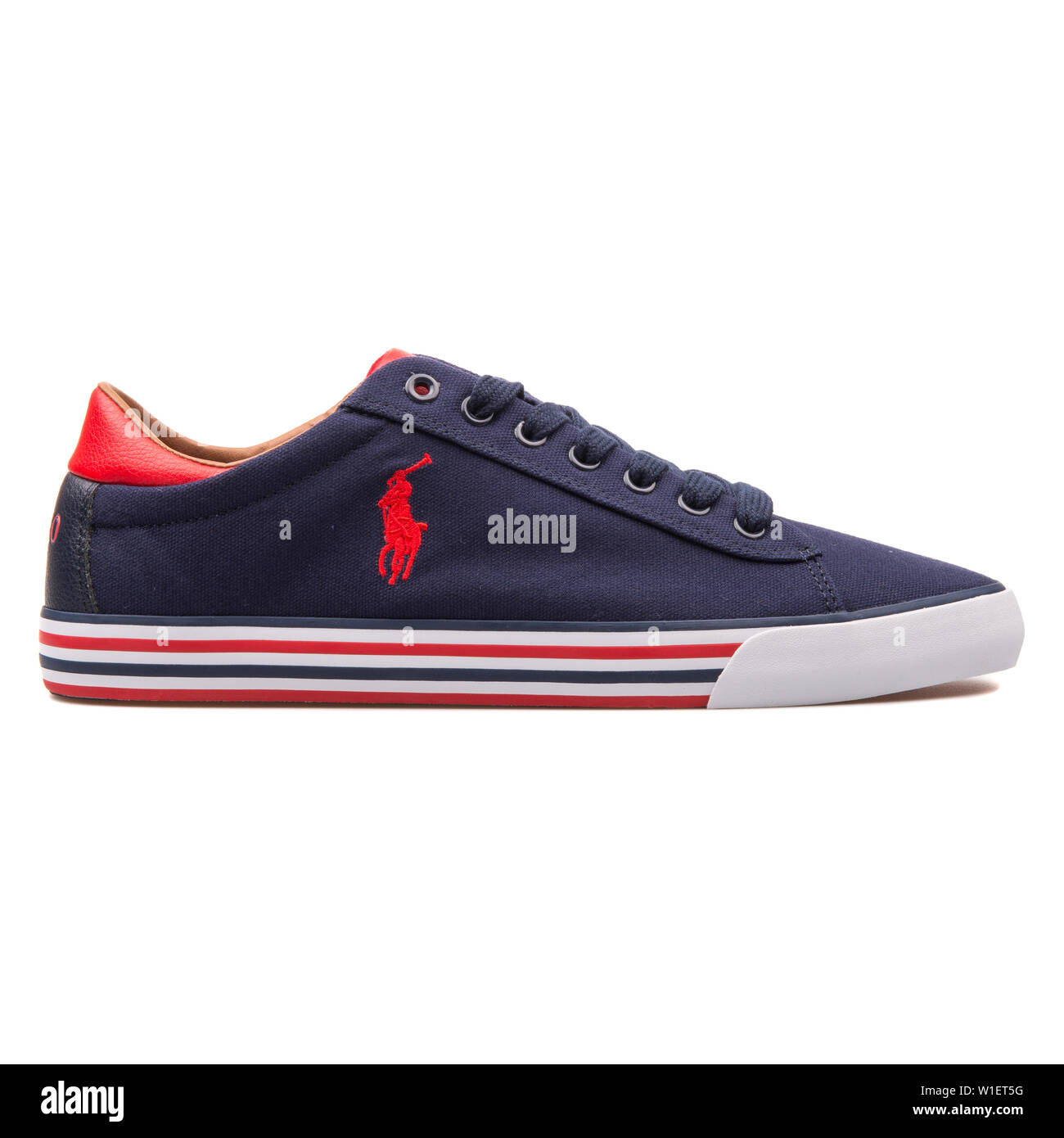 VIENNA, AUSTRIA - AUGUST 10, 2017: Polo Ralph Lauren Harvey navy blue and  red sneaker on white background Stock Photo - Alamy