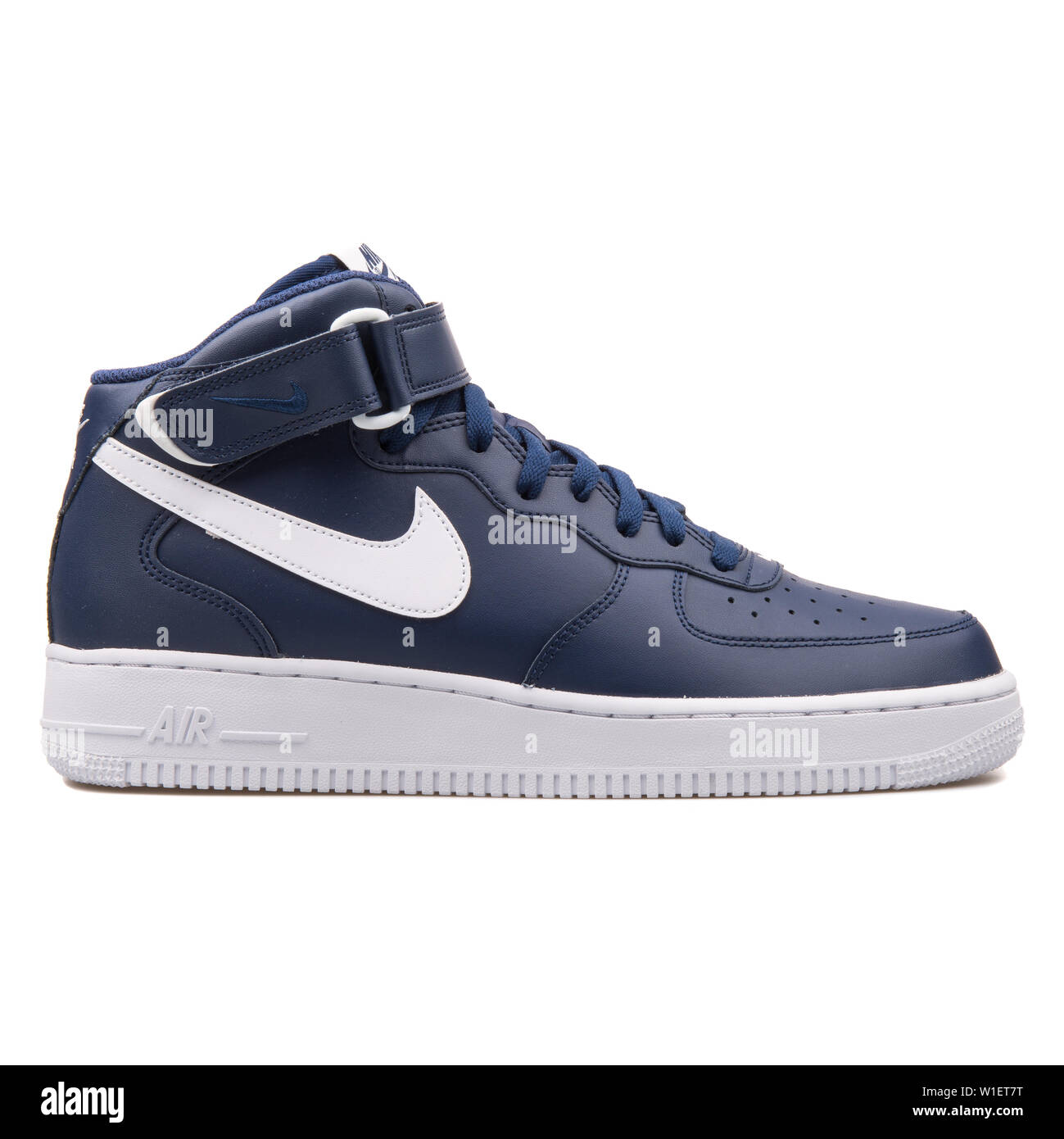 VIENNA, AUSTRIA - AUGUST 10, 2017: Nike Air Force 1 Mid 07 blue and white  sneaker on white background Stock Photo - Alamy