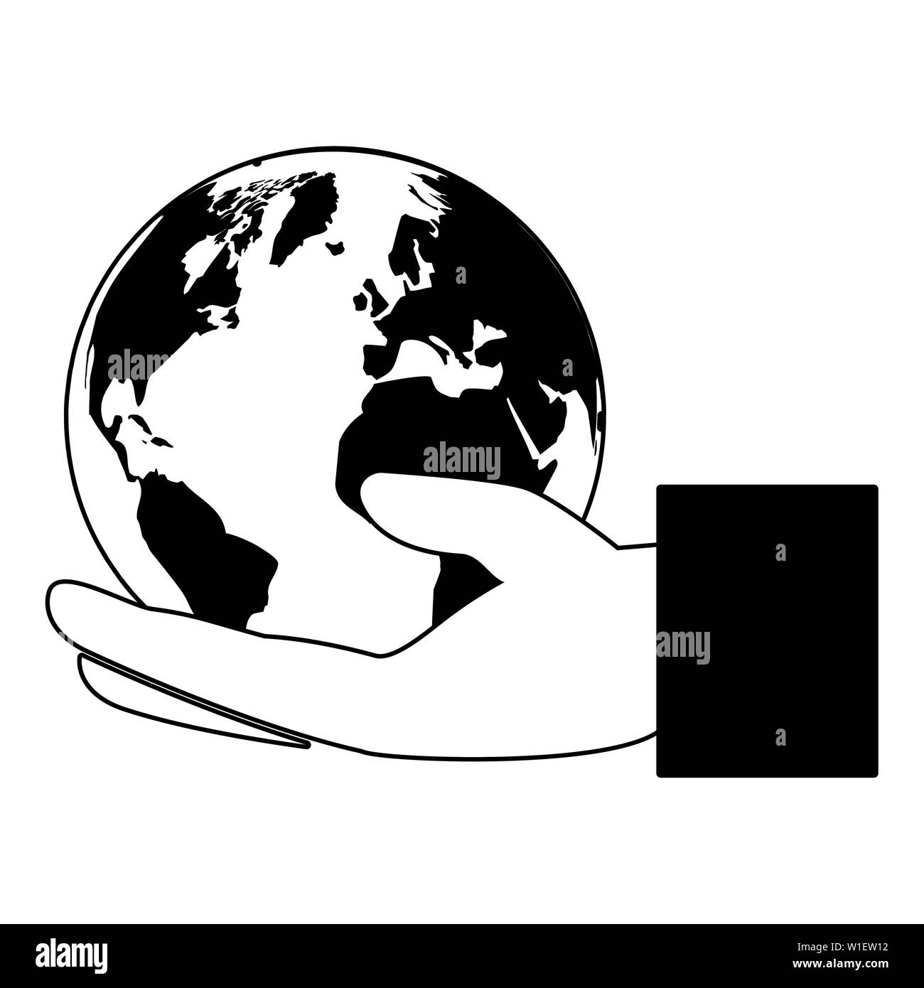 hand with planet eco friendly environment vector illustration Stock ...
