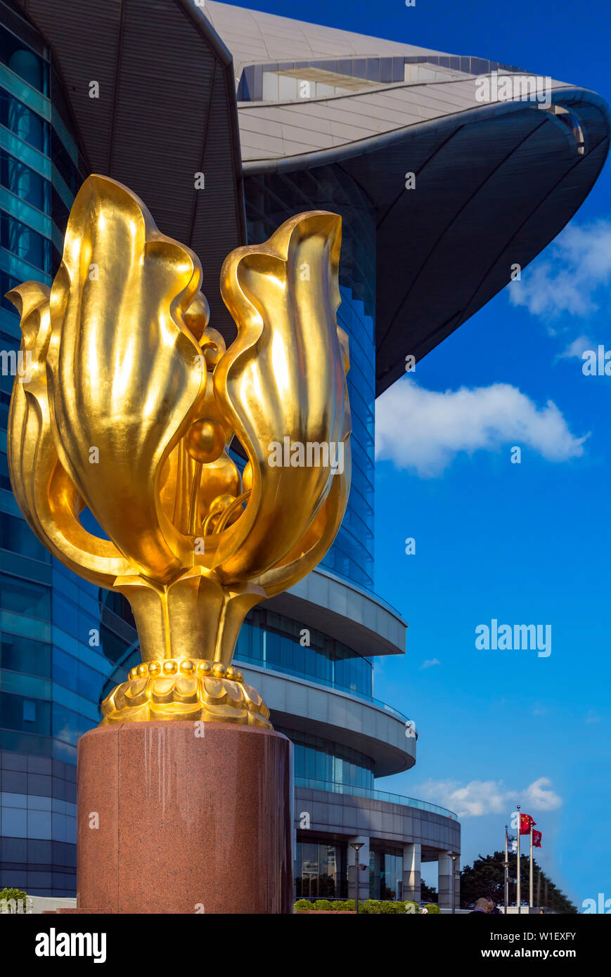 Golden Bauhinia sculpture, Hong Kong, SAR, China Stock Photo Alamy