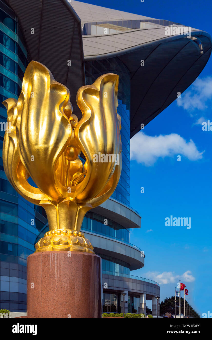 Golden Bauhinia sculpture, Hong Kong, SAR, China Stock Photo