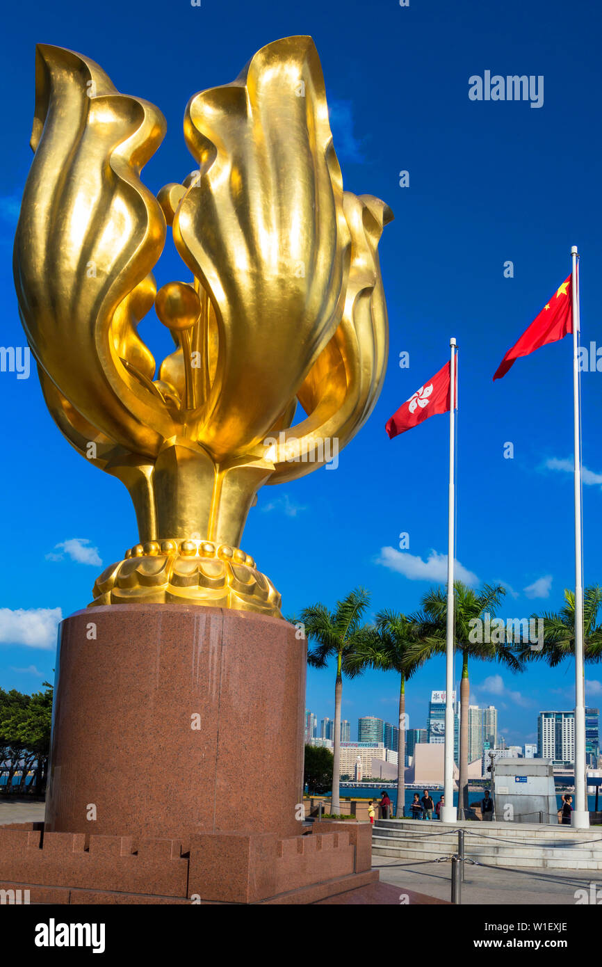 Golden Bauhinia sculpture, Hong Kong, SAR, China Stock Photo Alamy